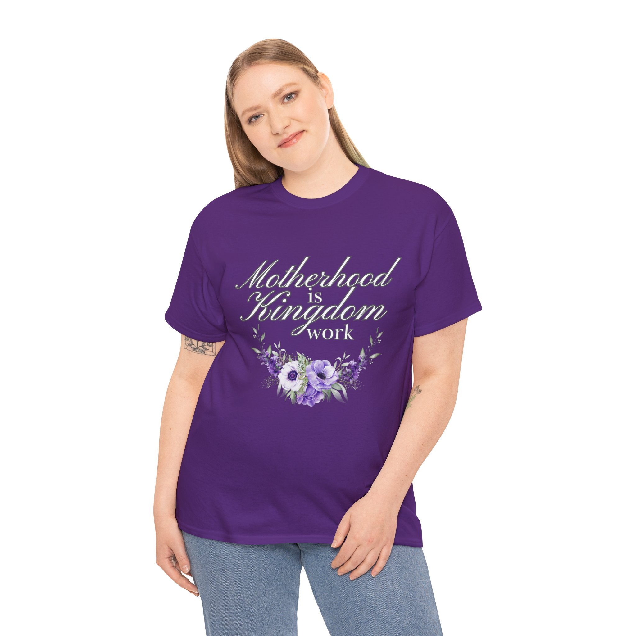 Motherhood is Kingdom Work Unisex Tee - Celebrate Motherhood, Gift for Moms, Cute Floral Design, Relaxed Fit, Everyday Wear