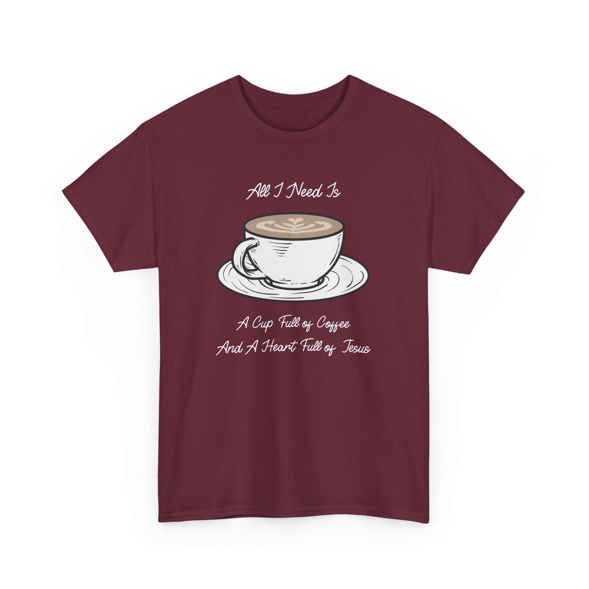 Unisex Heavy Cotton Tee with Coffee and Faith Design - Perfect for Coffee Lovers, Christians, Gifts, Casual Wear, and Everyday Comfort