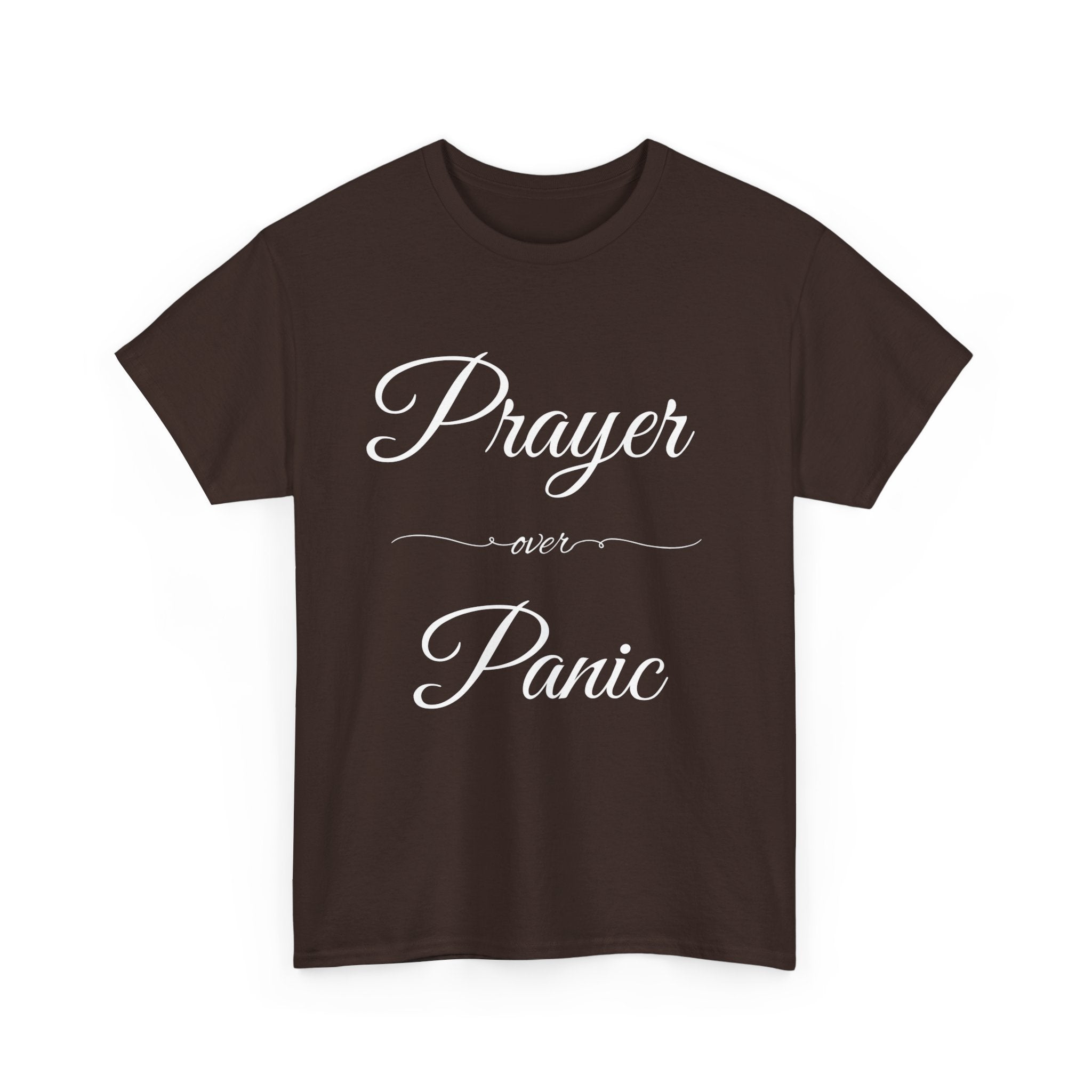 Prayer Over Panic Unisex Heavy Cotton Tee - Spiritual Comfort Shirt, Thoughtful Gift for Faith Lovers, Relaxed Style for Everyday Wear