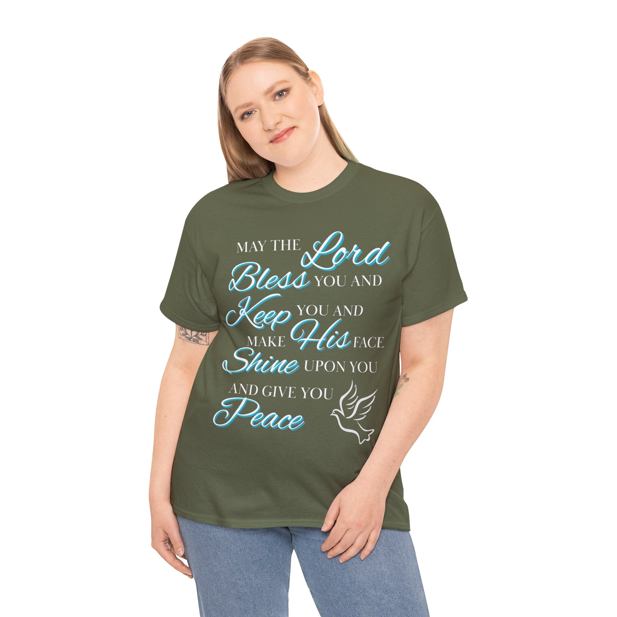 May The Lord Bless You and Keep You Faith-Inspired Unisex Heavy Cotton Tee, Inspirational Graphic Shirt, Christian Gift, Casual Wear, Spiritual Comfort, Religious Apparel
