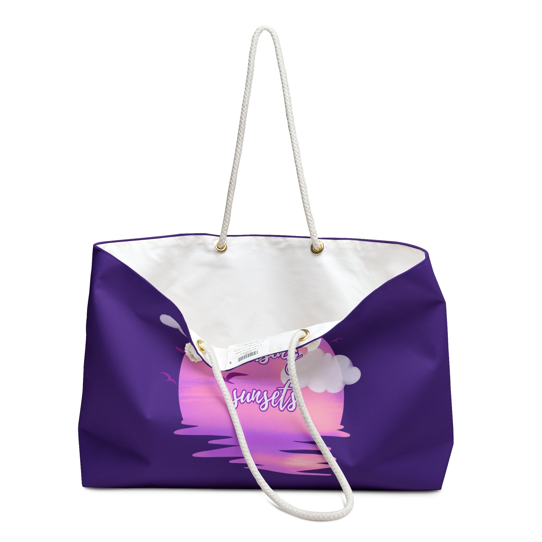Purple Chasing Sunsets Weekender Bag – Perfect for Travel, Beach Days, Gym, Gifts