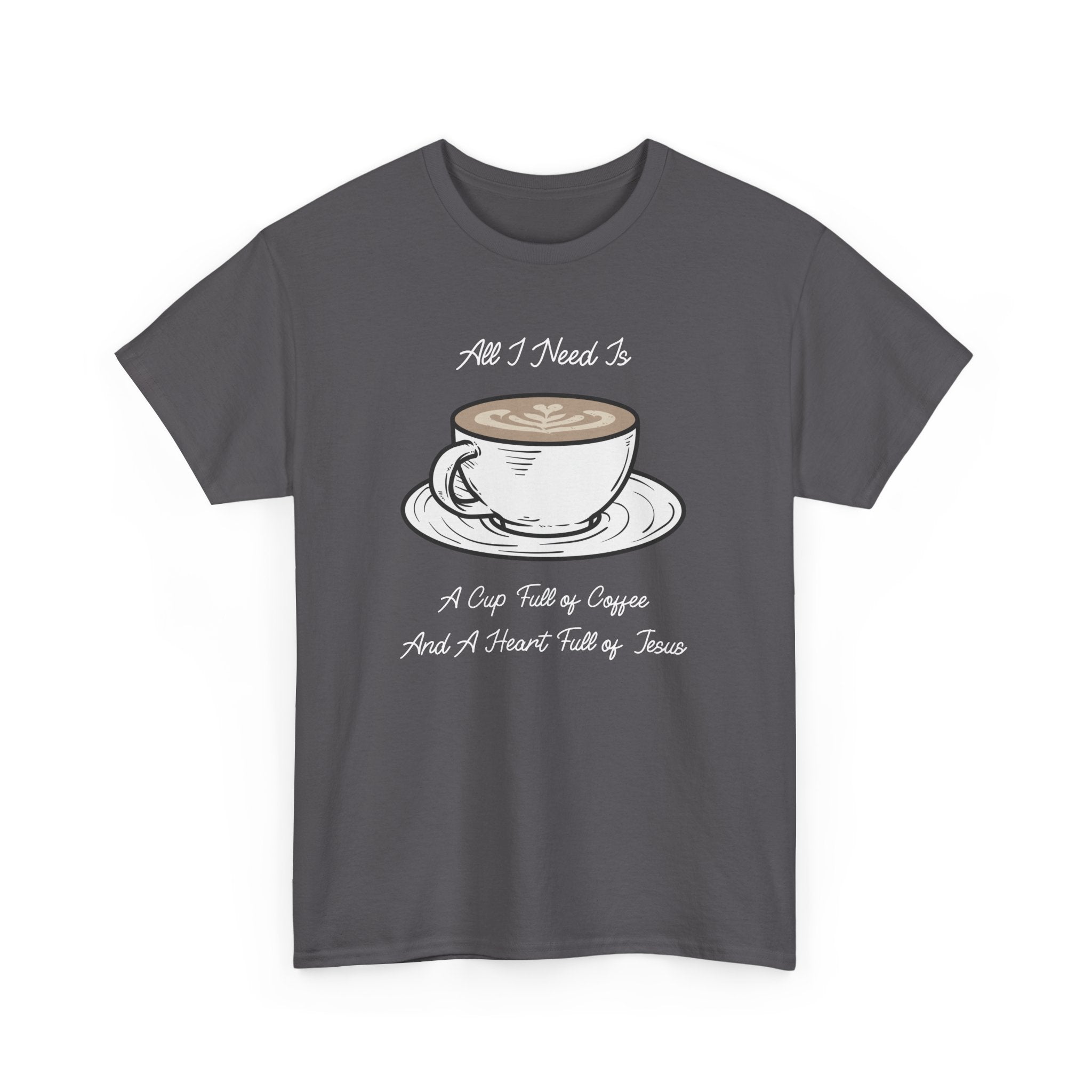 Unisex Heavy Cotton Tee with Coffee and Faith Design - Perfect for Coffee Lovers, Christians, Gifts, Casual Wear, and Everyday Comfort