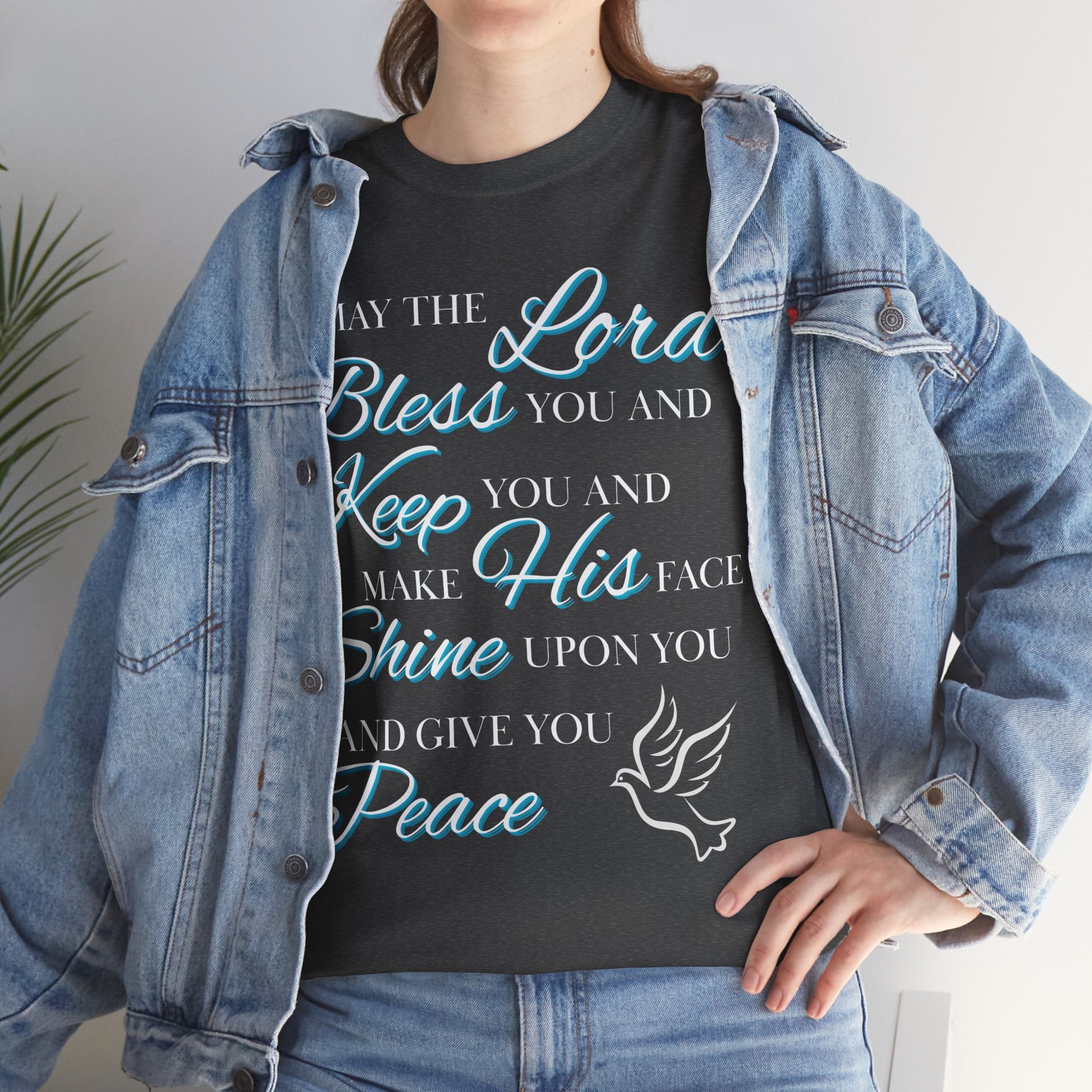 May The Lord Bless You and Keep You Faith-Inspired Unisex Heavy Cotton Tee, Inspirational Graphic Shirt, Christian Gift, Casual Wear, Spiritual Comfort, Religious Apparel