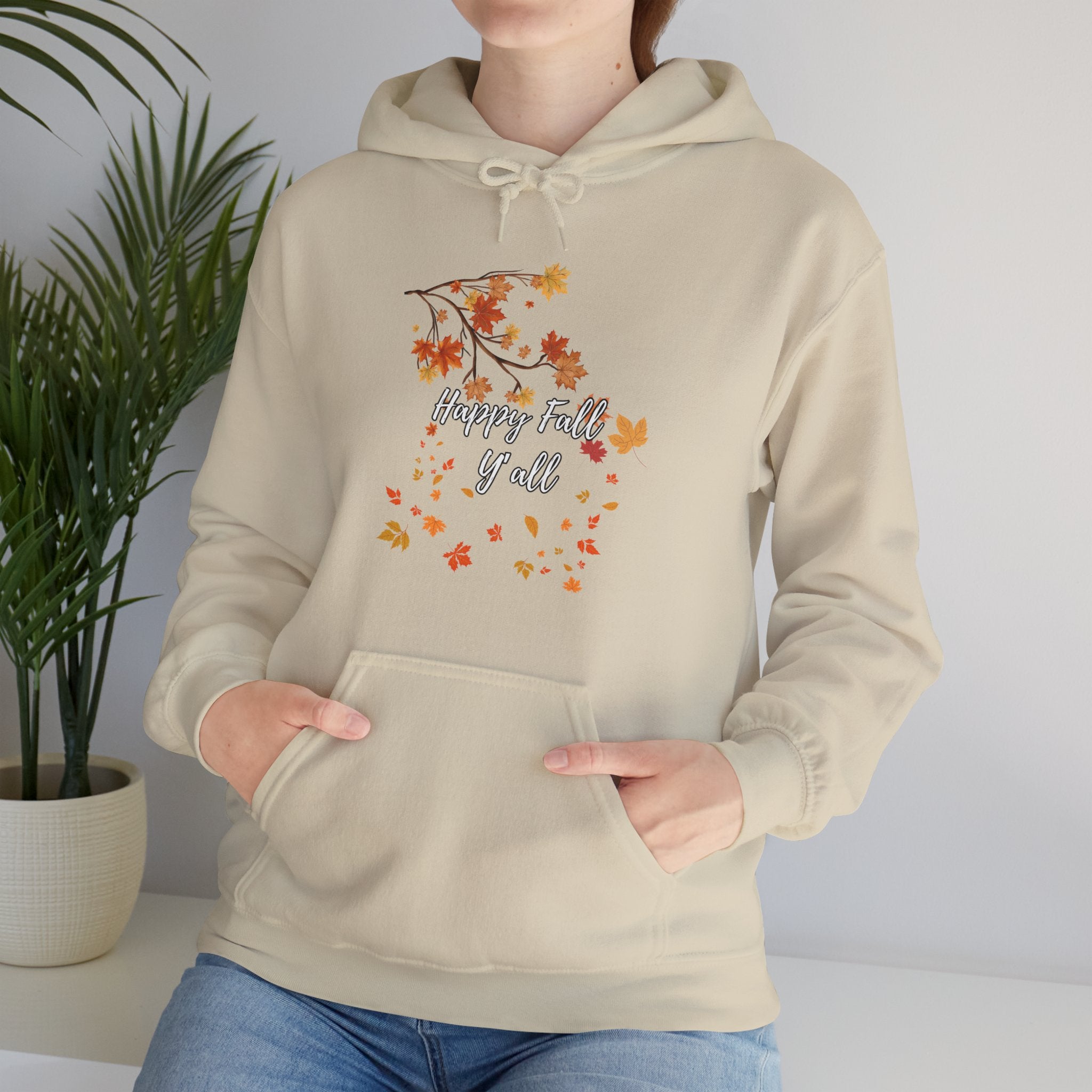 Happy Fall Y'all Hoodie - Cozy Unisex Sweatshirt for Autumn, Thanksgiving Gift, Seasonal Wear, Fall Fashion, Leaf Design