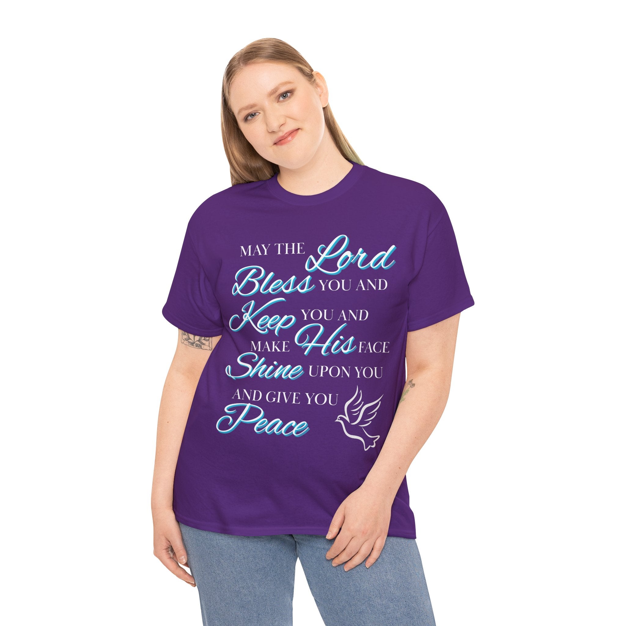 May The Lord Bless You and Keep You Faith-Inspired Unisex Heavy Cotton Tee, Inspirational Graphic Shirt, Christian Gift, Casual Wear, Spiritual Comfort, Religious Apparel