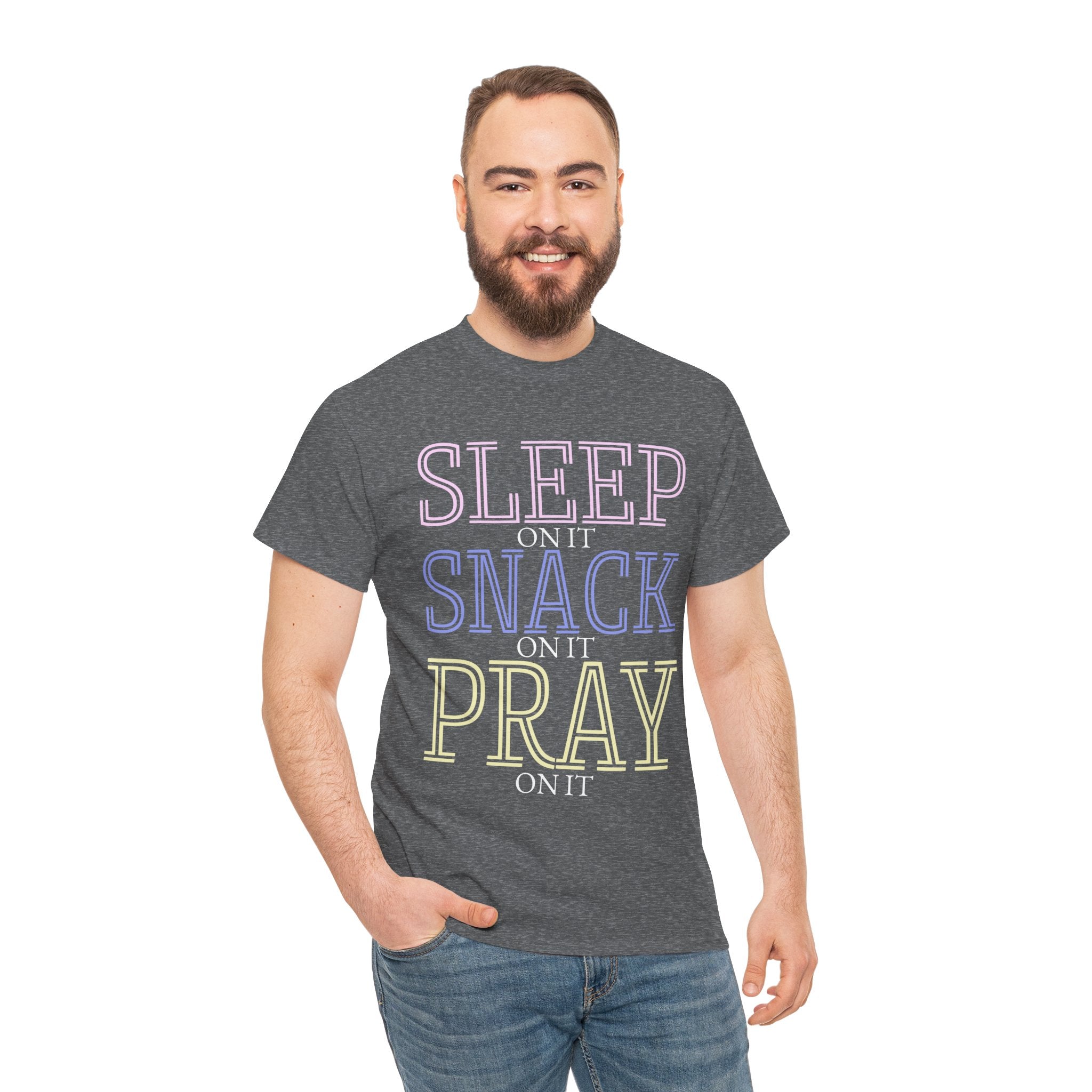 Sleep, Snack, Pray Unisex Tee - Casual Cotton Shirt for Comfort Lovers, Great for Relaxing, Gifts, Everyday Wear, Self-Care