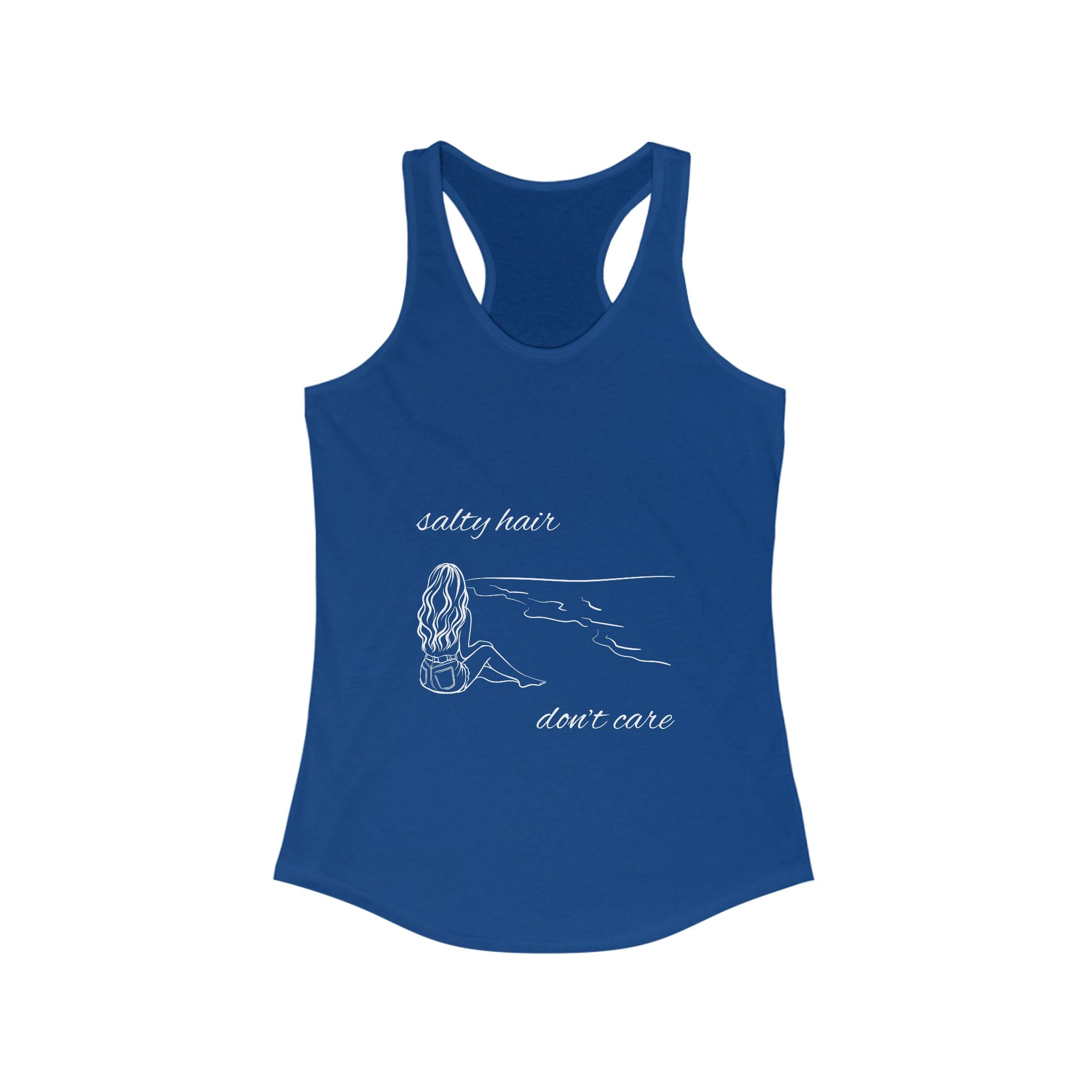 Salty Hair Don't Care Racerback Tank, Beachwear Top, Summer Workout Shirt, Casual Summer Outfit, Gift for Beach Lovers