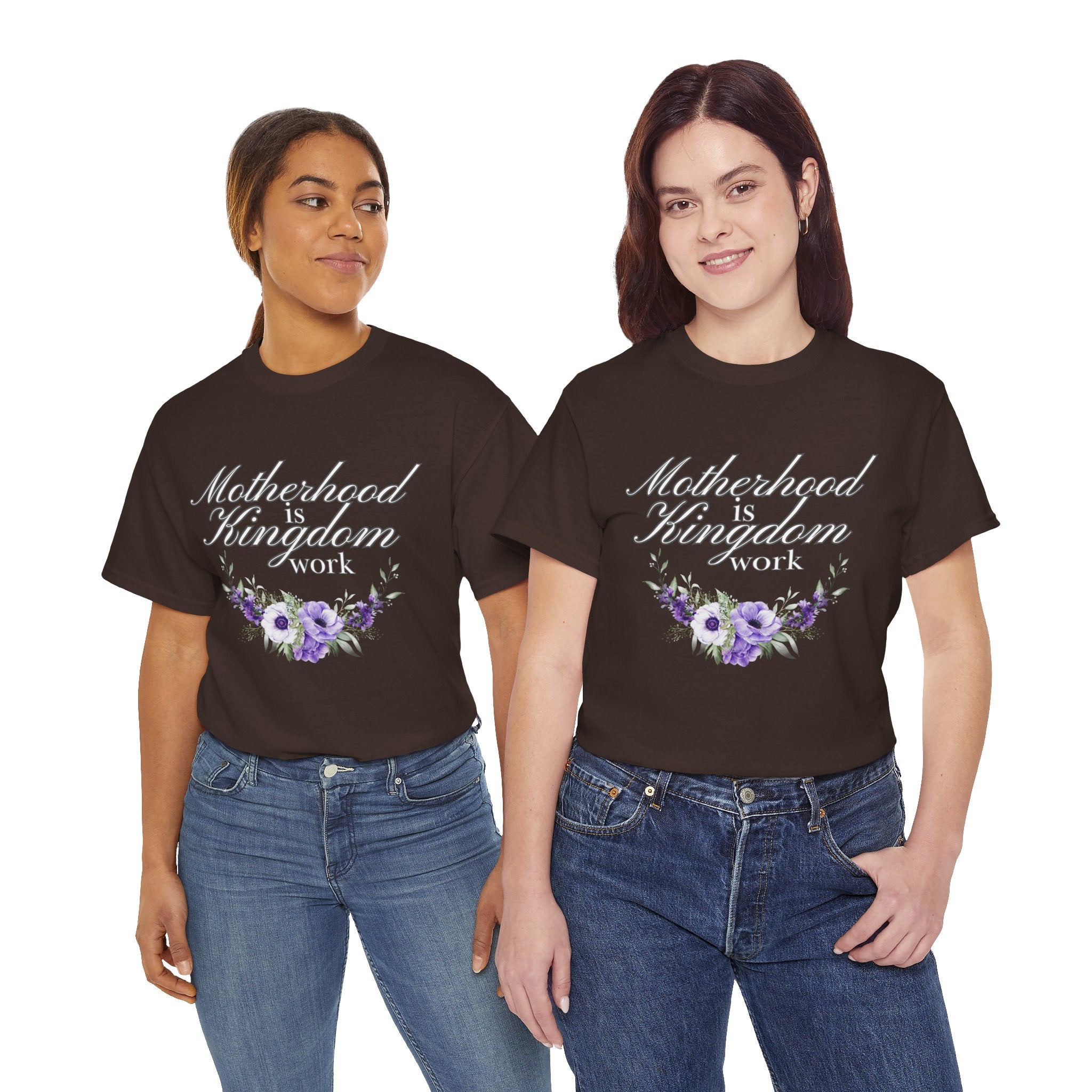 Motherhood is Kingdom Work Unisex Tee - Celebrate Motherhood, Gift for Moms, Cute Floral Design, Relaxed Fit, Everyday Wear
