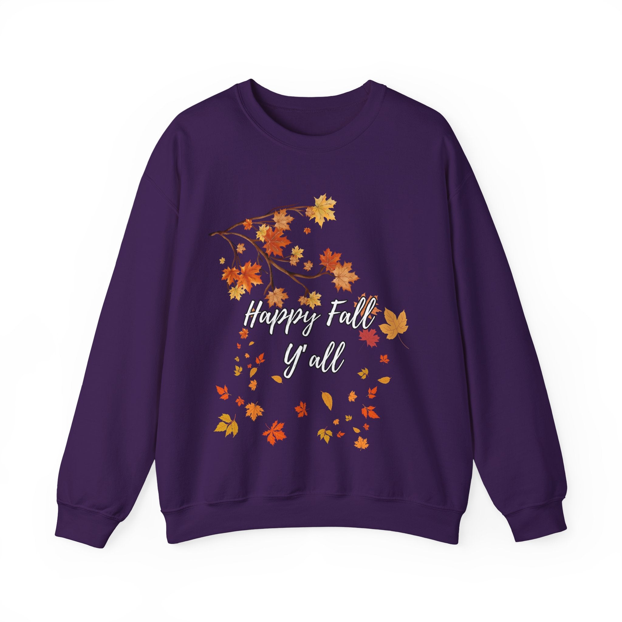 Autumn Leaves Sweatshirt, Happy Fall Y'all Crewneck, Cozy Fall Apparel, Thanksgiving Gift, Seasonal Fashion