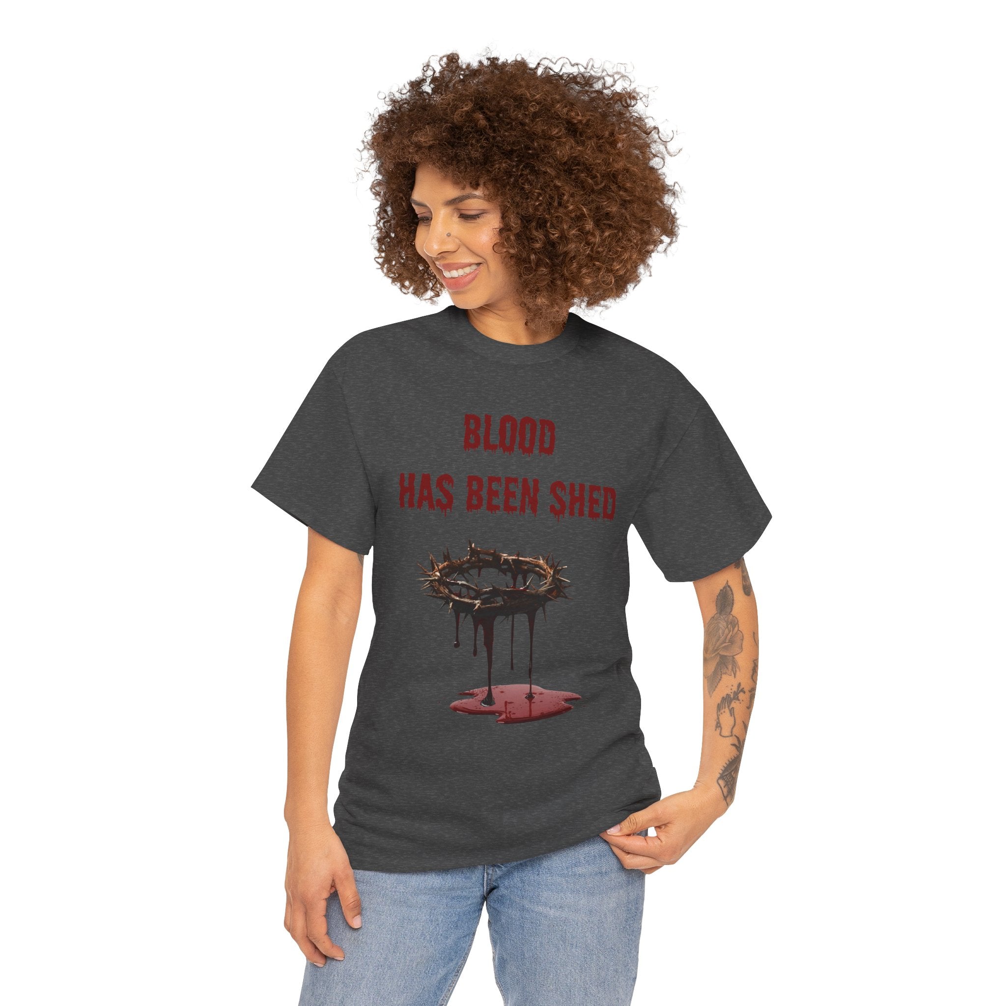Faith-Inspired Halloween Graphic Tee, Unisex Heavy Cotton T-Shirt, Spiritual Apparel, Religious Gift, Church Event Wear, Unique Faith T-Shirt