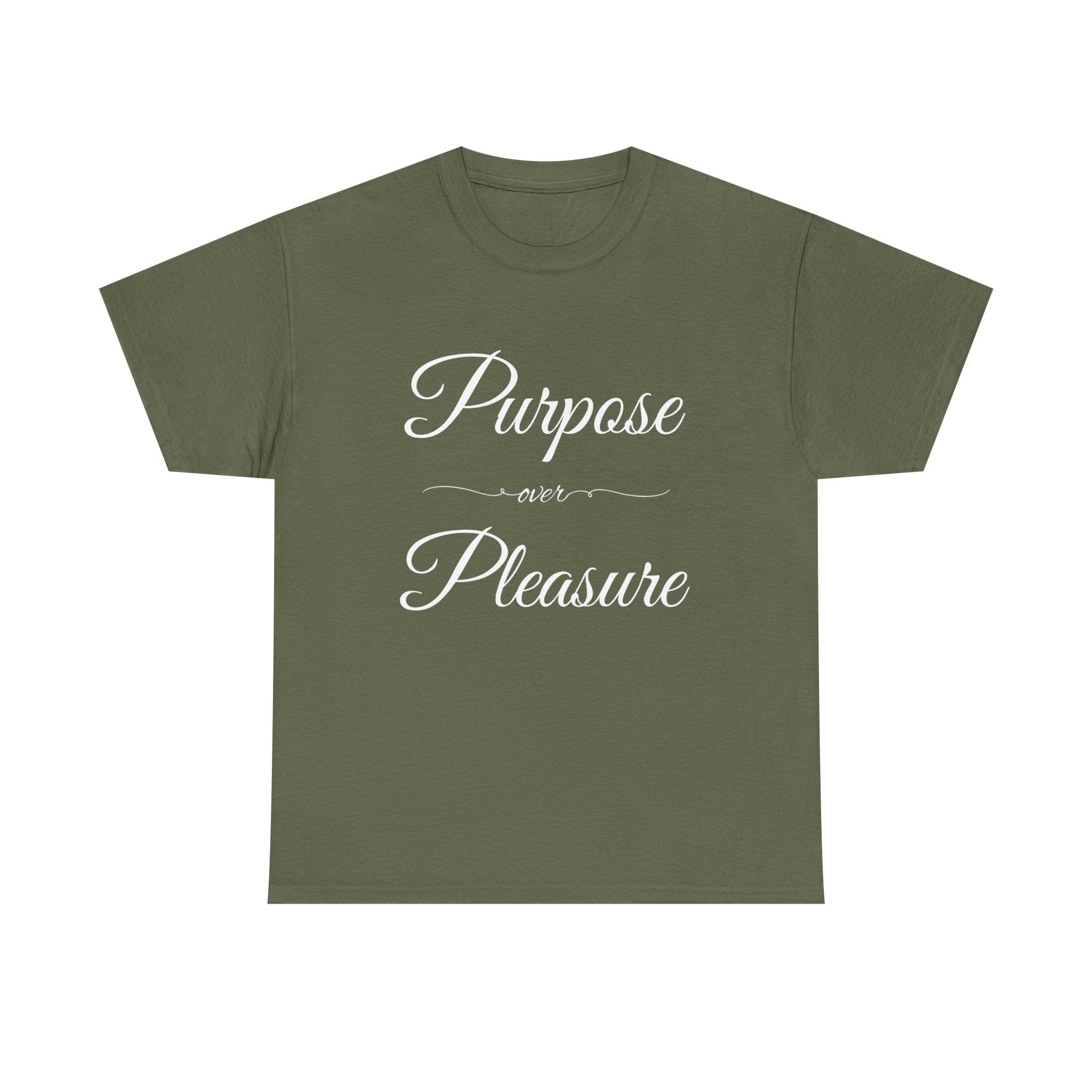 Purpose Over Pleasure Unisex Heavy Cotton Tee, Casual Wear, Gifts for Her, Birthday Present, Motivational T-Shirt, Everyday Comfort