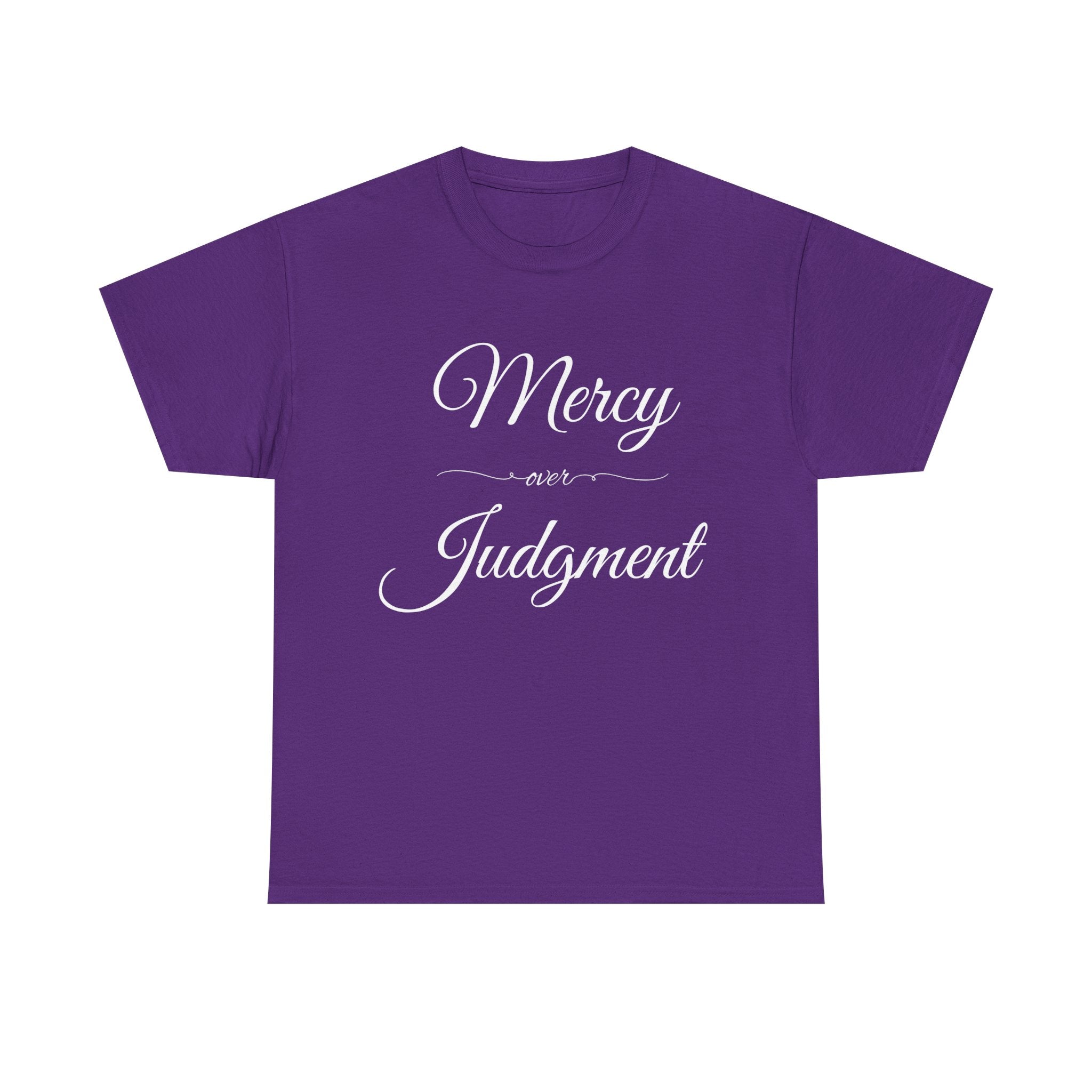 Stylish Unisex Tee with 'Mercy over Judgment' Design, Casual Wear, Gift for Friends, Motivational Clothing, Spiritual Shirt