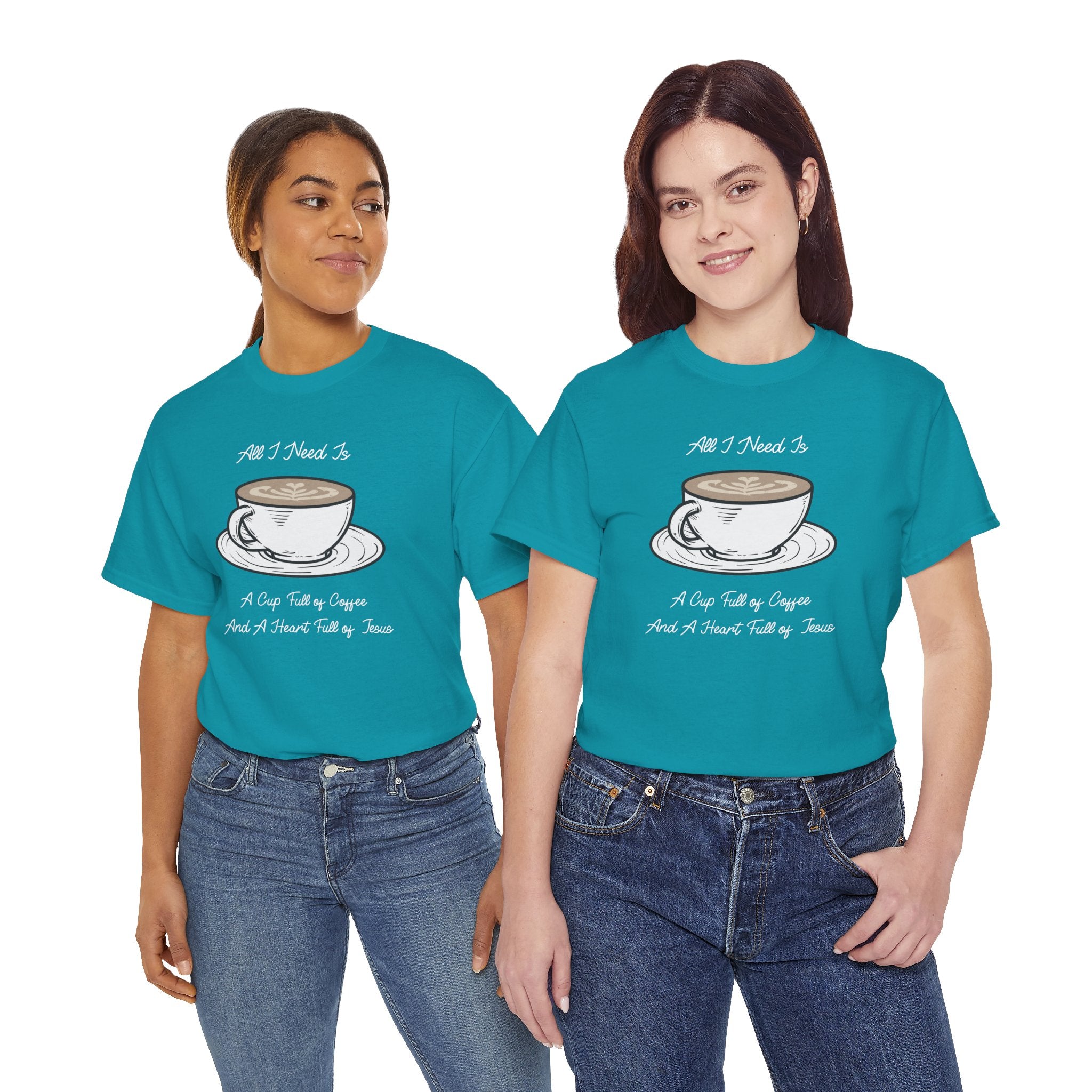 Unisex Heavy Cotton Tee with Coffee and Faith Design - Perfect for Coffee Lovers, Christians, Gifts, Casual Wear, and Everyday Comfort