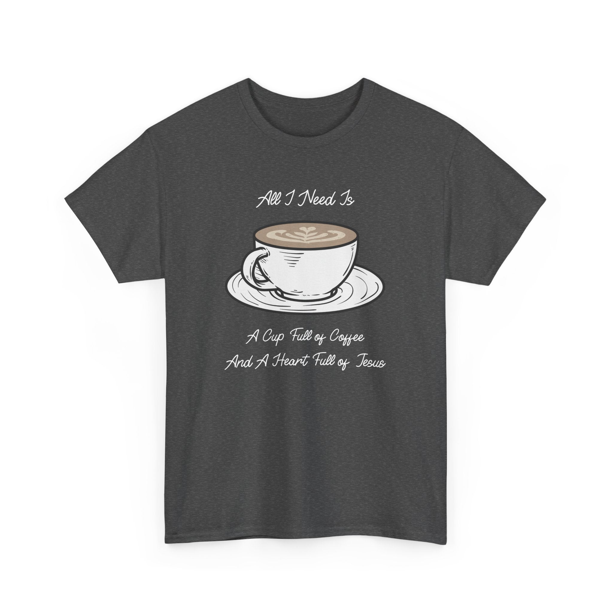Unisex Heavy Cotton Tee with Coffee and Faith Design - Perfect for Coffee Lovers, Christians, Gifts, Casual Wear, and Everyday Comfort