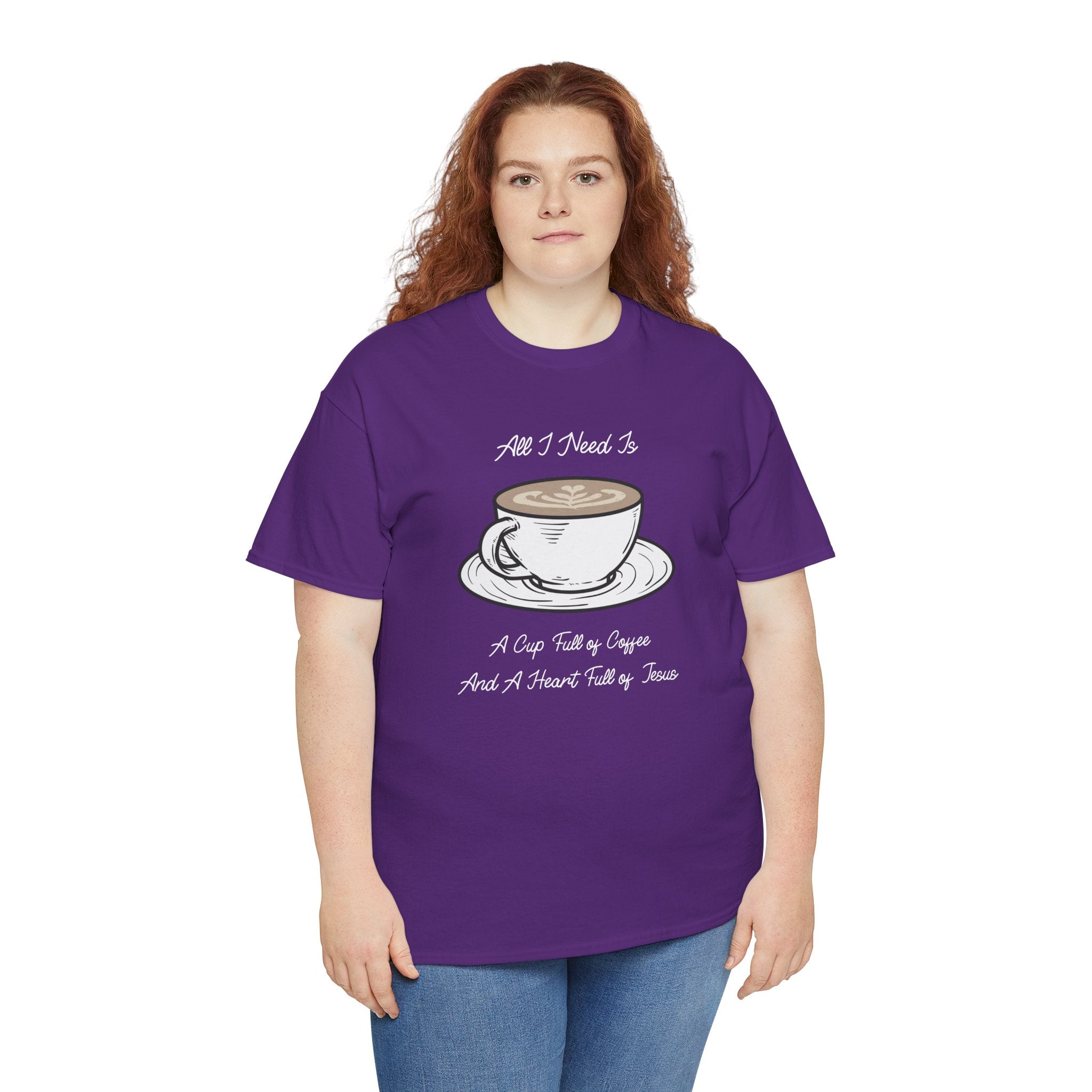 Unisex Heavy Cotton Tee with Coffee and Faith Design - Perfect for Coffee Lovers, Christians, Gifts, Casual Wear, and Everyday Comfort