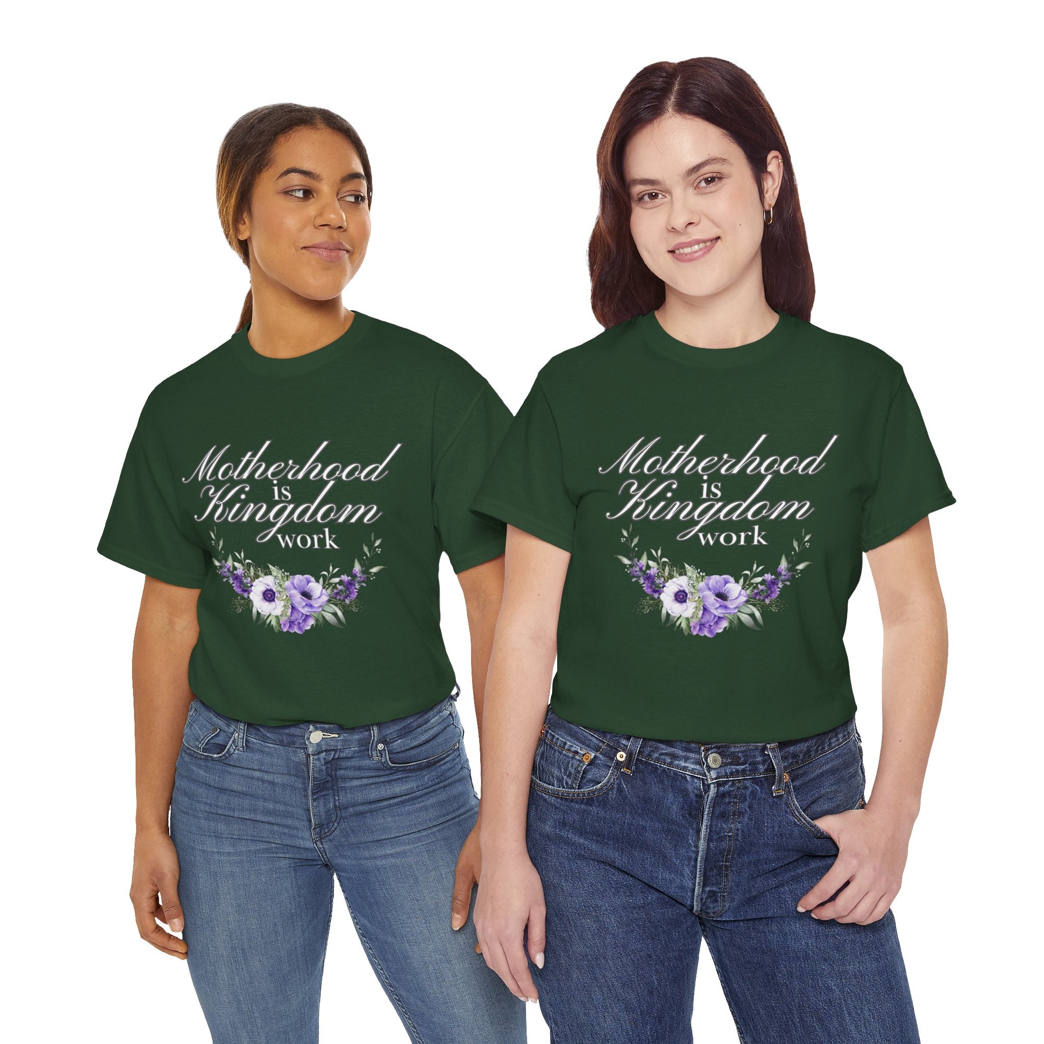 Motherhood is Kingdom Work Unisex Tee - Celebrate Motherhood, Gift for Moms, Cute Floral Design, Relaxed Fit, Everyday Wear