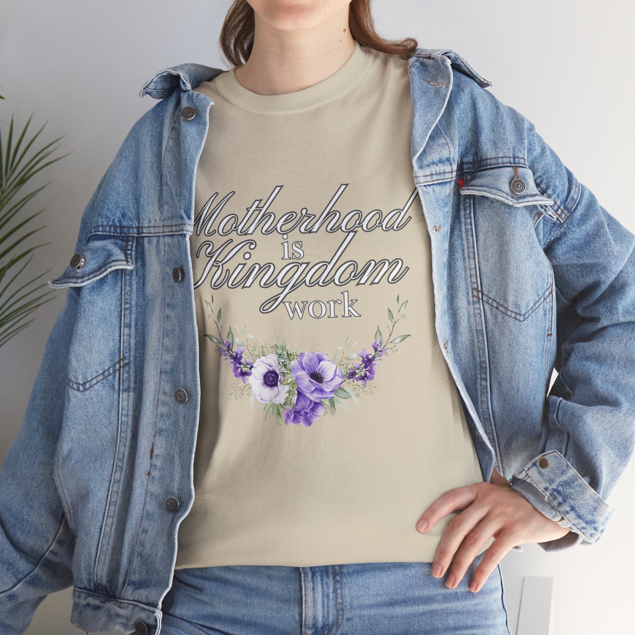 Motherhood is Kingdom Work Unisex Tee - Celebrate Motherhood, Gift for Moms, Cute Floral Design, Relaxed Fit, Everyday Wear