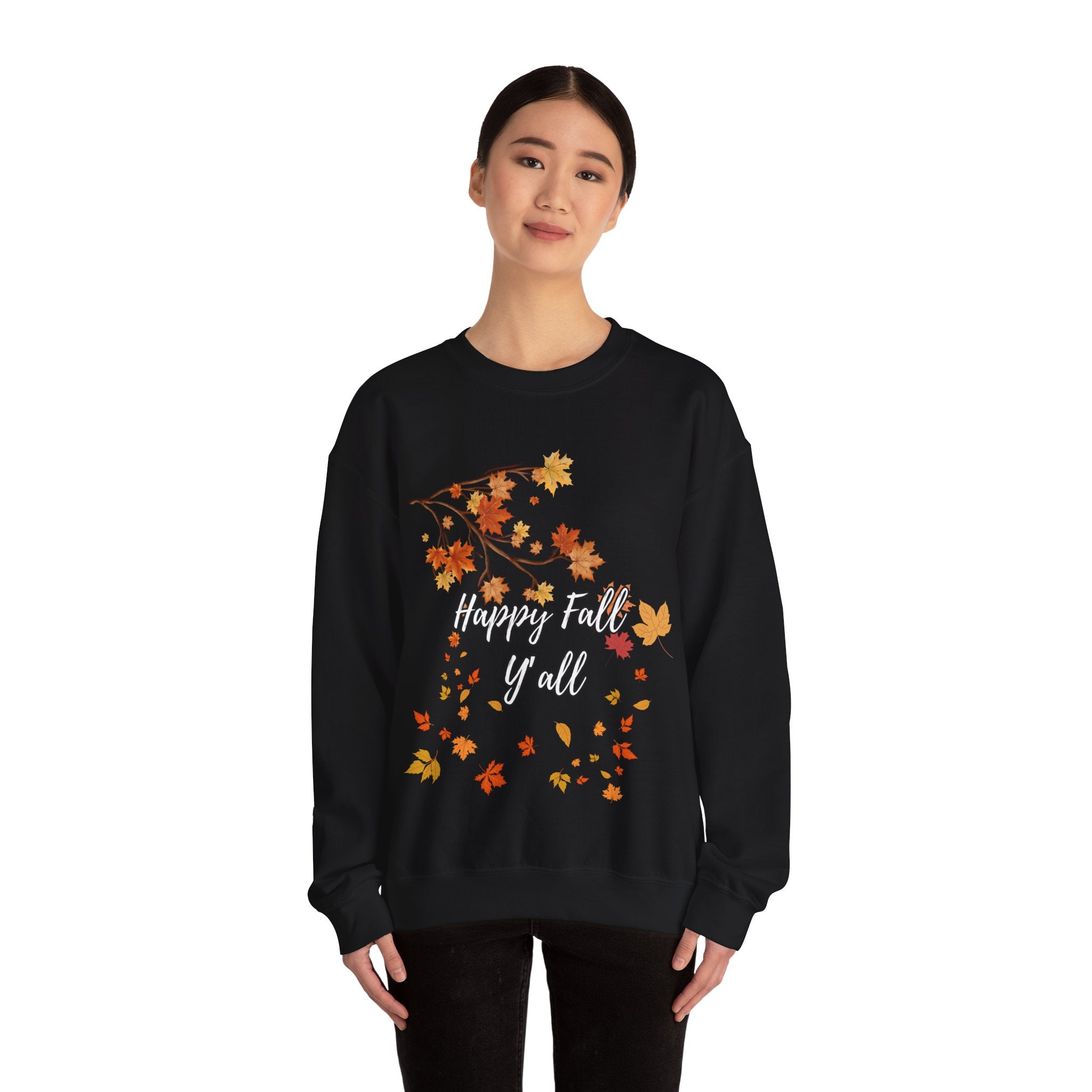Autumn Leaves Sweatshirt, Happy Fall Y'all Crewneck, Cozy Fall Apparel, Thanksgiving Gift, Seasonal Fashion