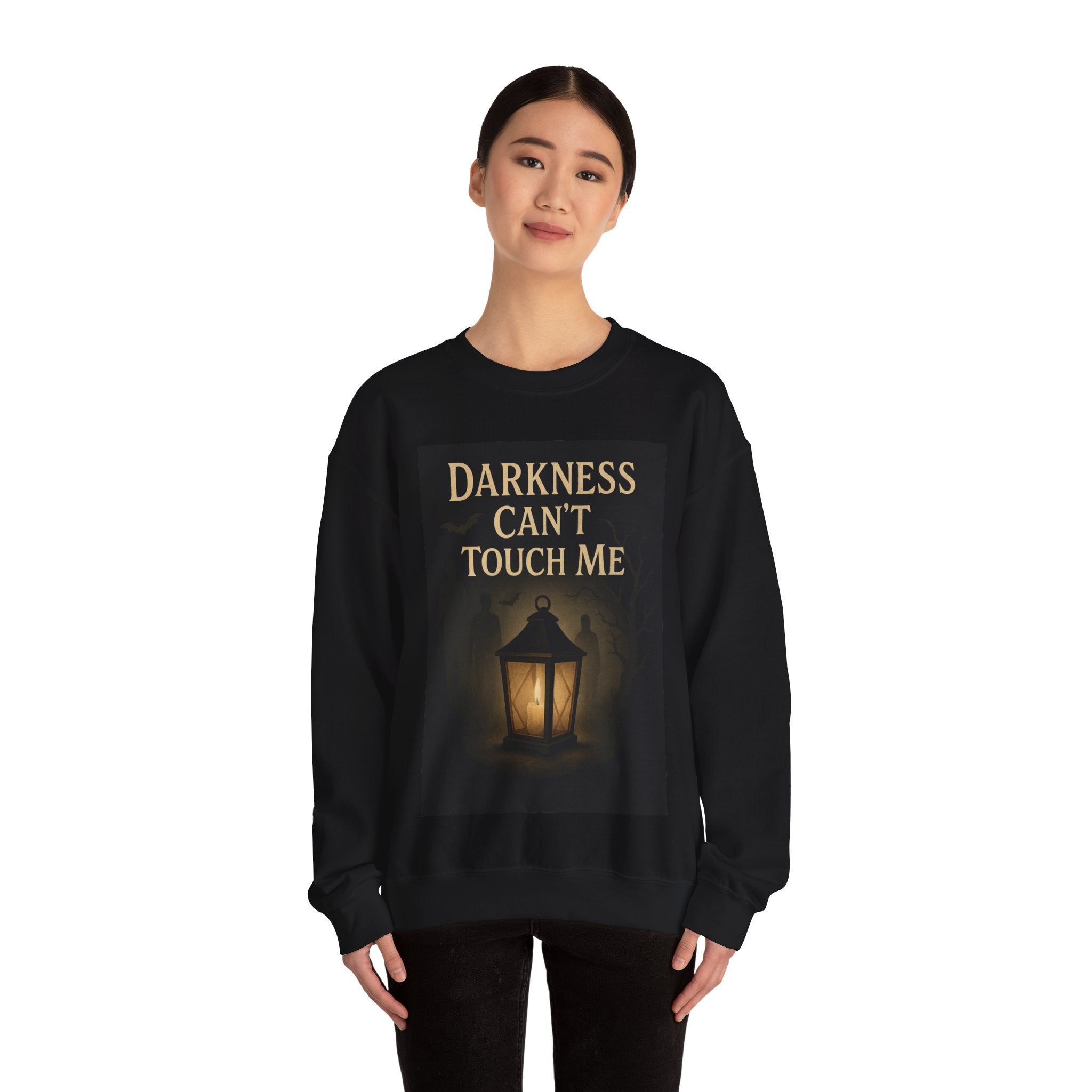 Mysterious Glow Sweatshirt – Darkness Can’t Touch Me, Unisex Crewneck, Cozy Gift, Halloween Wear, Night Out Style