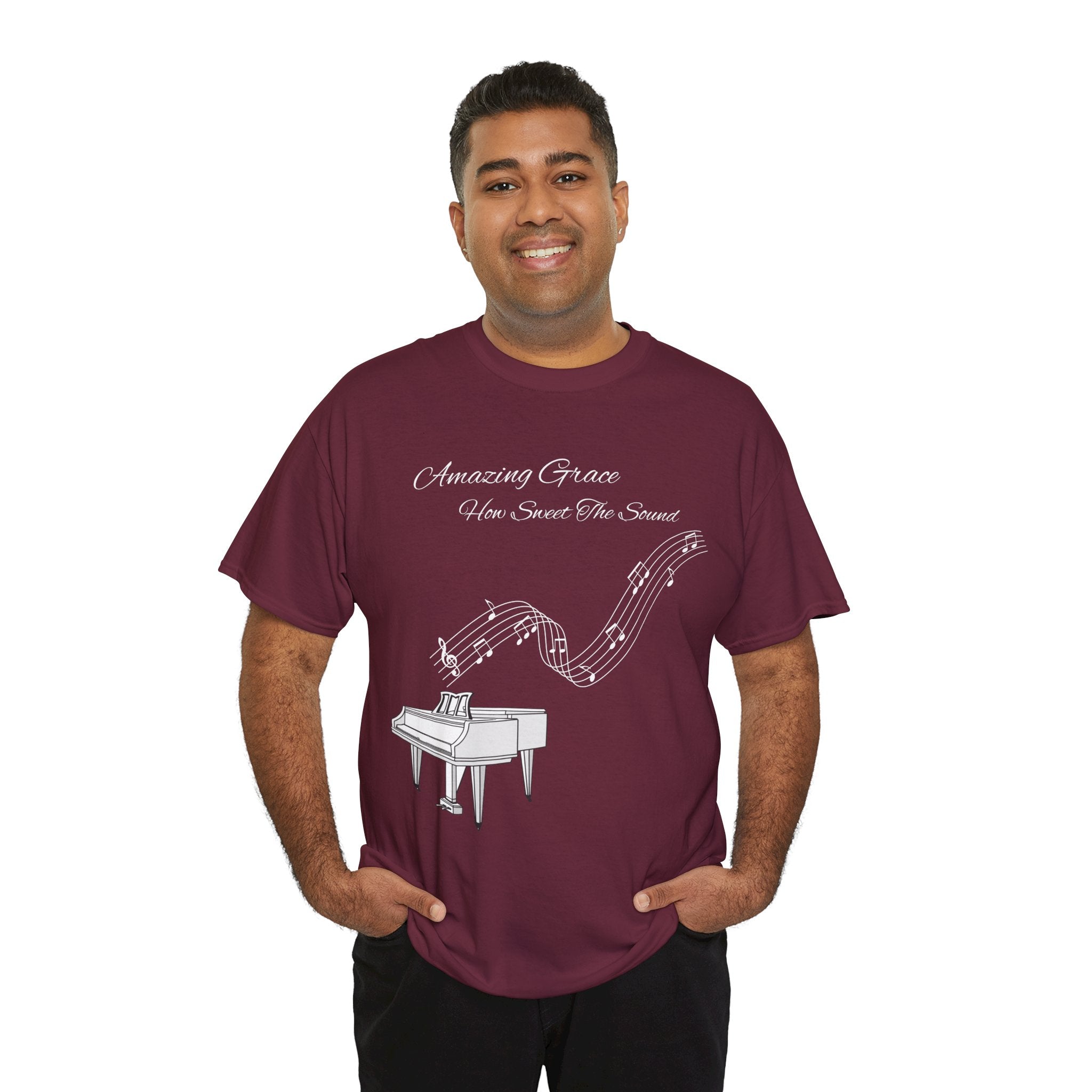 Music Lover's Unisex Tee - Amazing Grace Design, Perfect Gift for Musicians, Casual Wear, Music Event Shirt, Piano Lovers Top