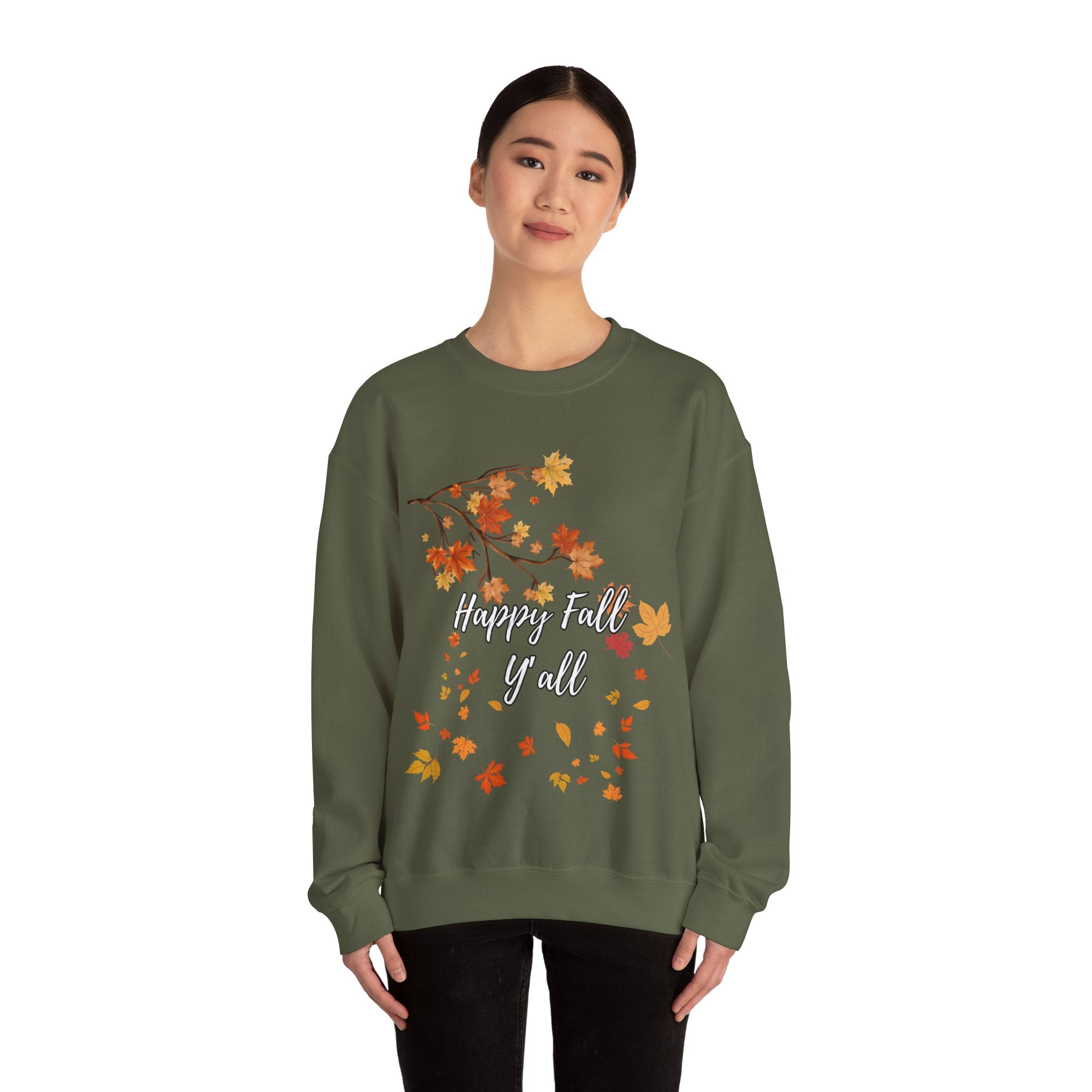 Autumn Leaves Sweatshirt, Happy Fall Y'all Crewneck, Cozy Fall Apparel, Thanksgiving Gift, Seasonal Fashion