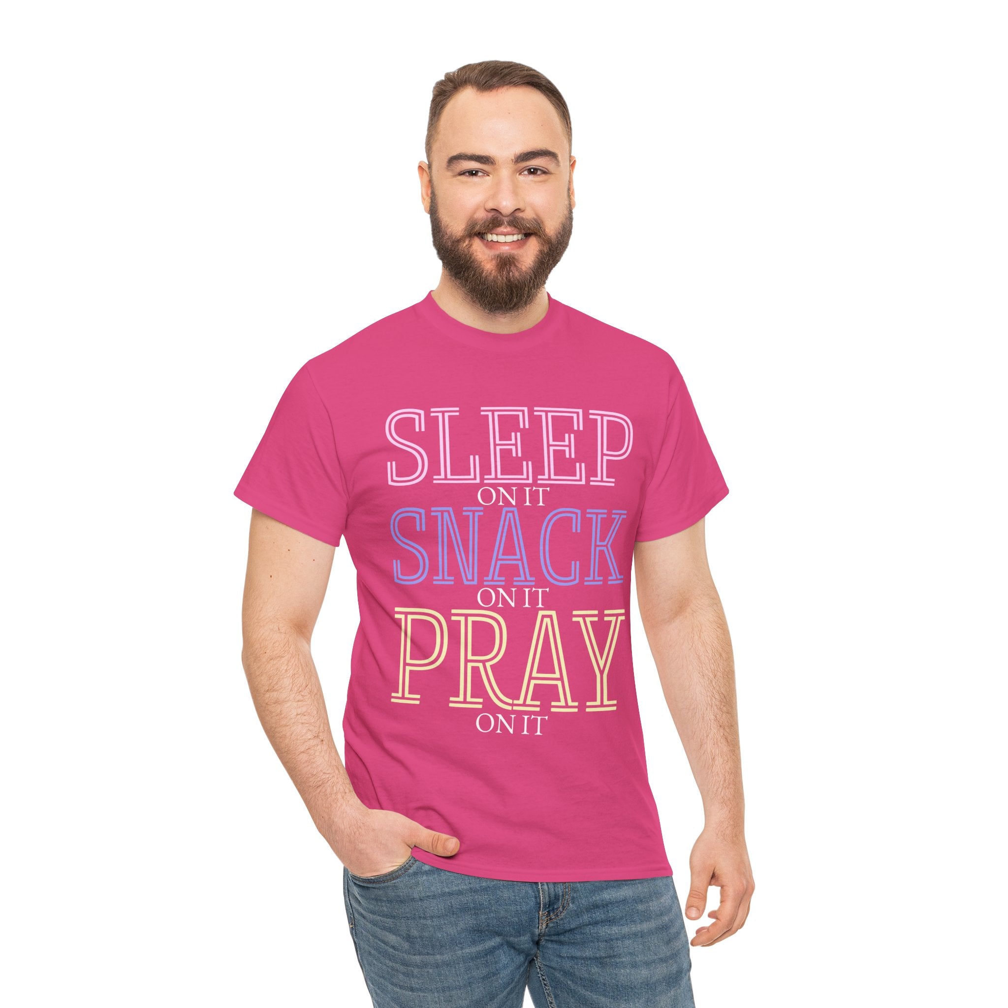 Sleep, Snack, Pray Unisex Tee - Casual Cotton Shirt for Comfort Lovers, Great for Relaxing, Gifts, Everyday Wear, Self-Care