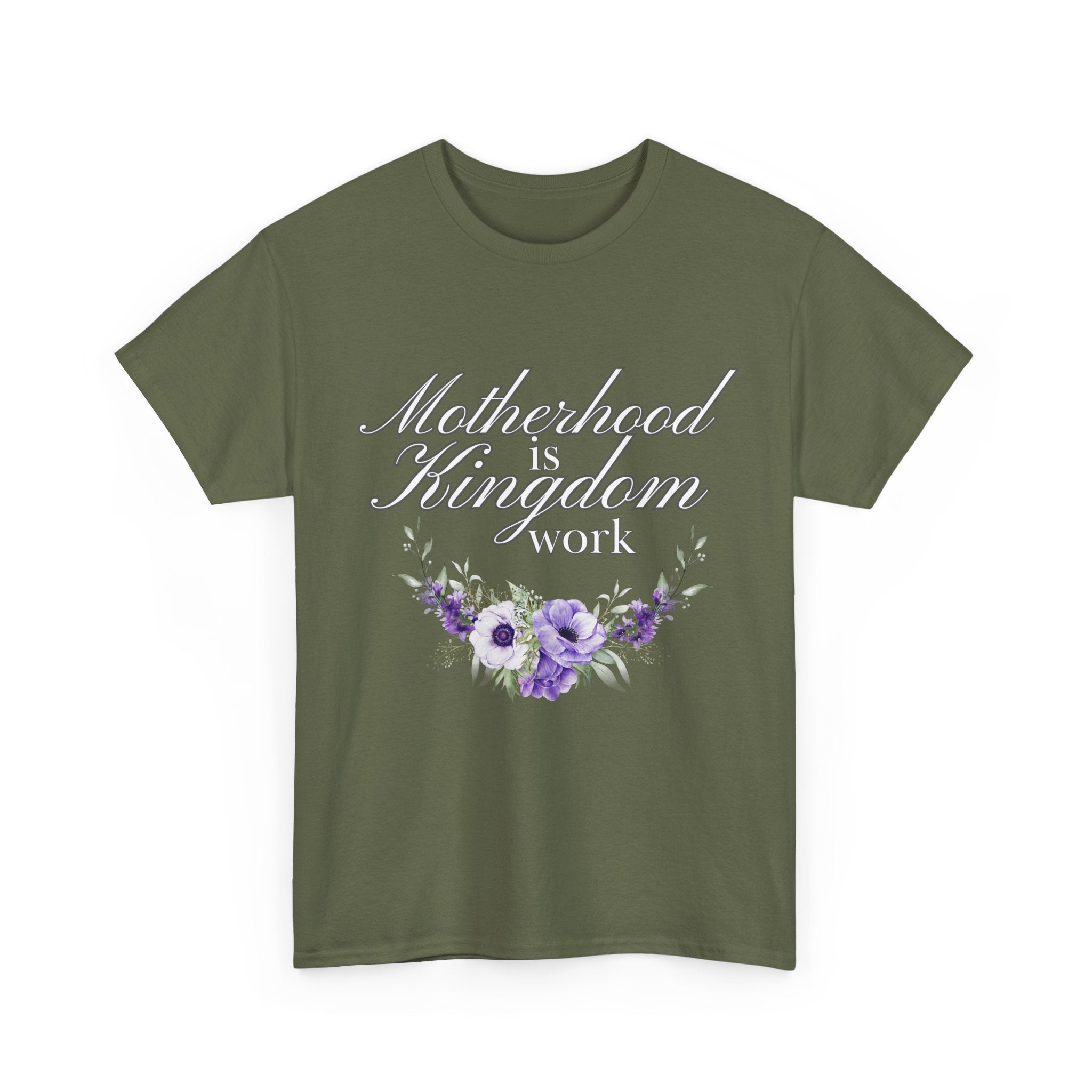 Motherhood is Kingdom Work Unisex Tee - Celebrate Motherhood, Gift for Moms, Cute Floral Design, Relaxed Fit, Everyday Wear