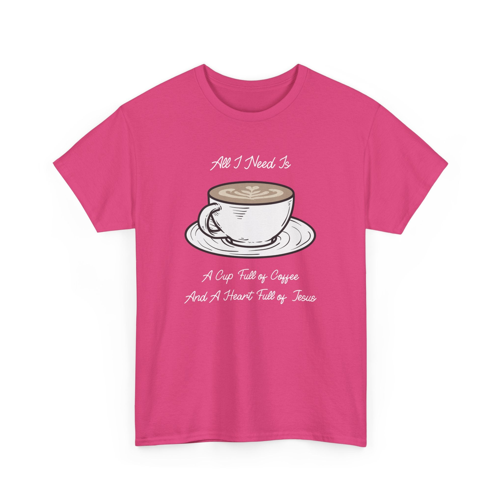 Unisex Heavy Cotton Tee with Coffee and Faith Design - Perfect for Coffee Lovers, Christians, Gifts, Casual Wear, and Everyday Comfort