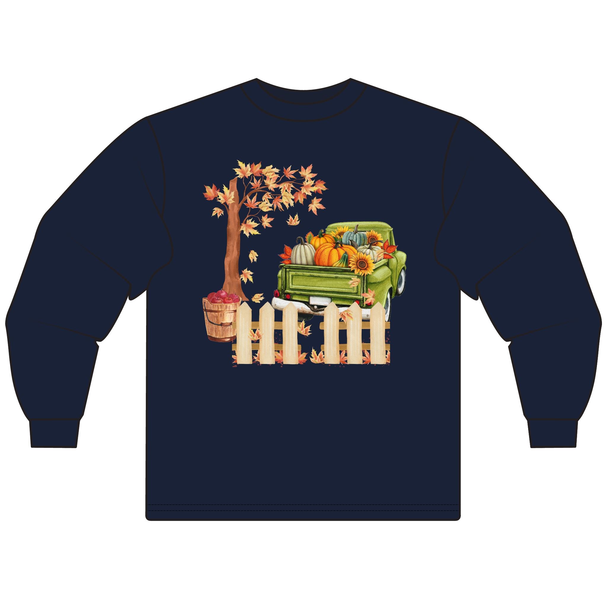 Autumn Vibes Unisex Long Sleeve T-Shirt - Cozy Fall Pullover, Perfect for Thanksgiving, Harvest Festivals, Pumpkin Lovers, Gift Idea