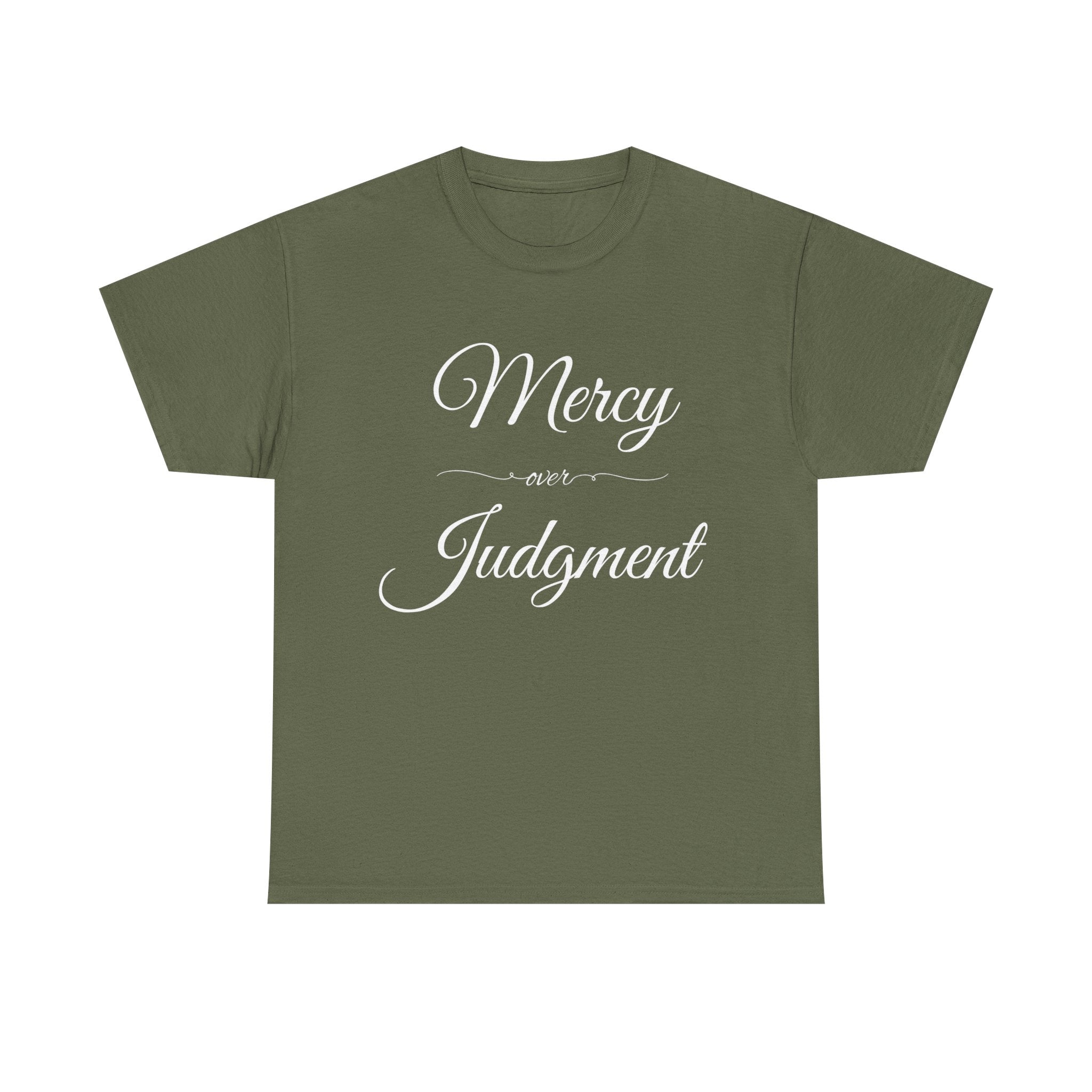 Stylish Unisex Tee with 'Mercy over Judgment' Design, Casual Wear, Gift for Friends, Motivational Clothing, Spiritual Shirt