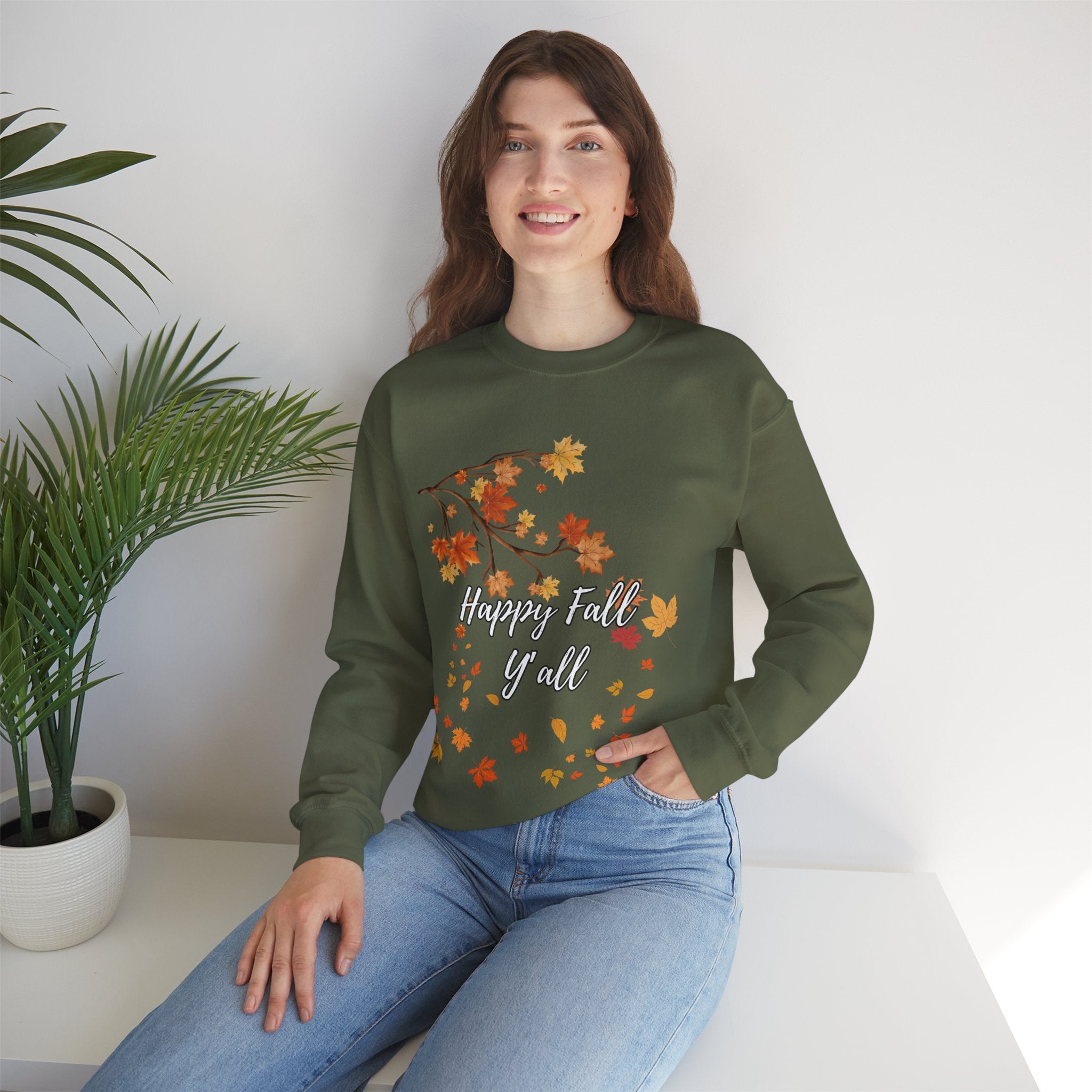 Autumn Leaves Sweatshirt, Happy Fall Y'all Crewneck, Cozy Fall Apparel, Thanksgiving Gift, Seasonal Fashion