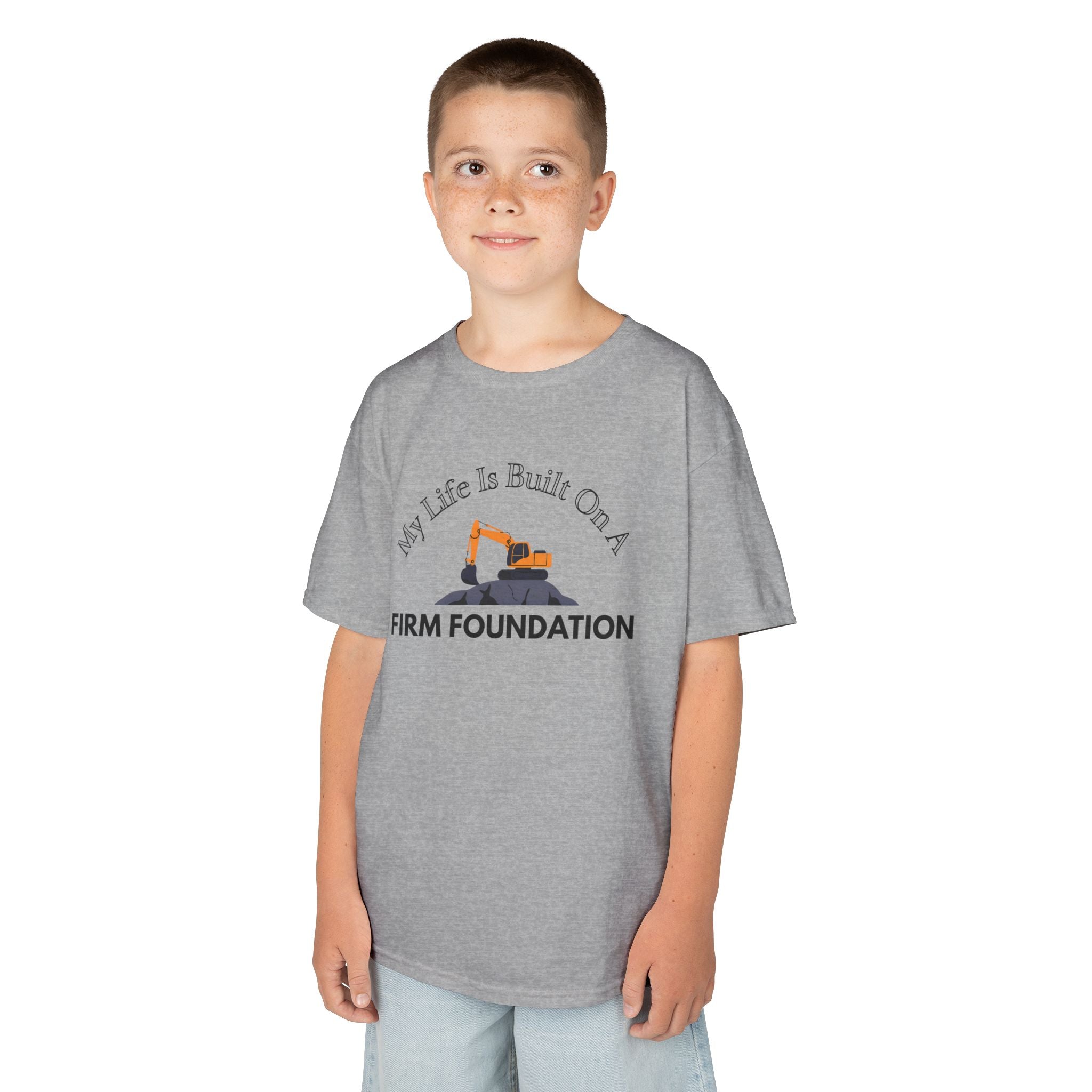 Kids Tee - My Life is Built on a Firm Foundation Construction Image