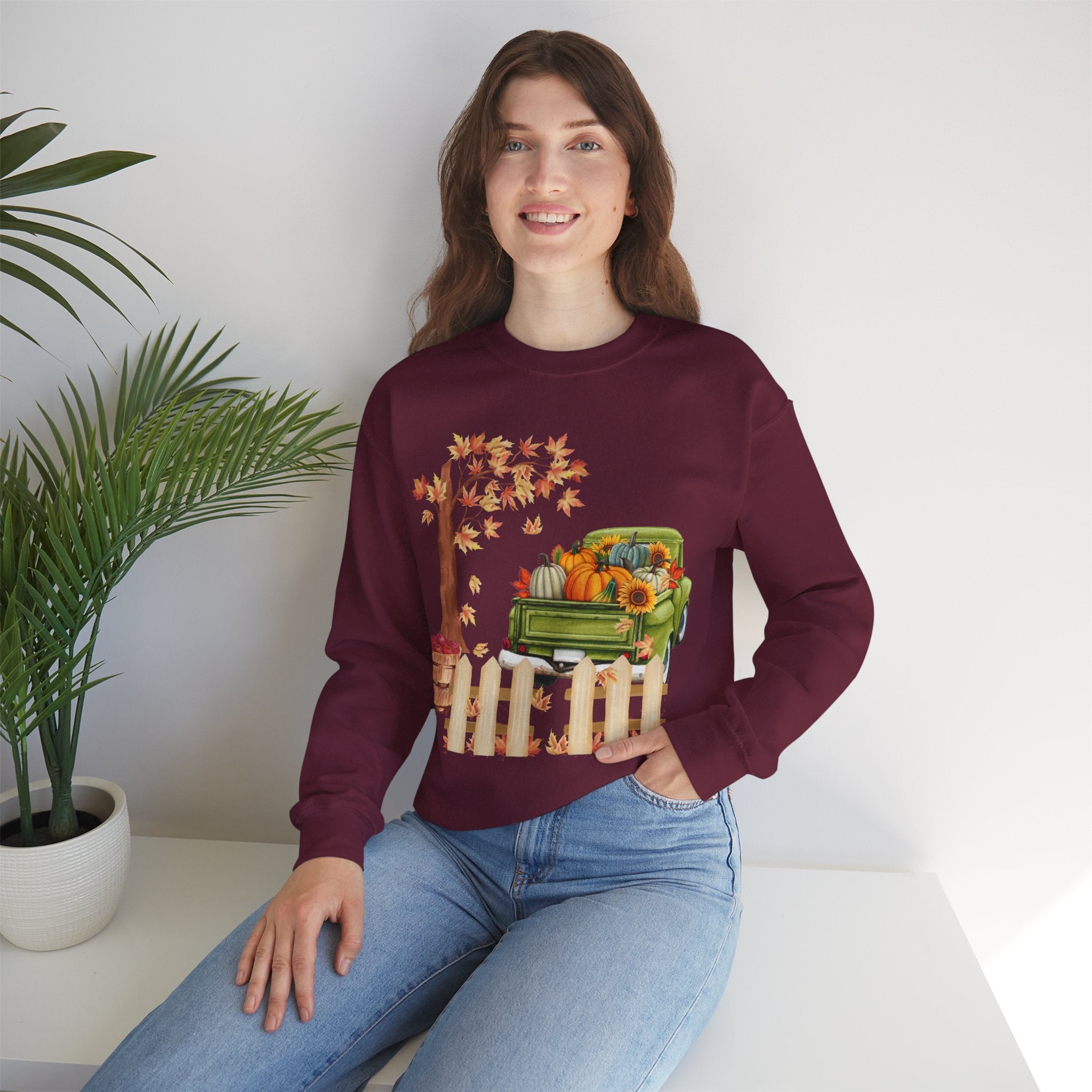 Autumn Vibes Crewneck Sweatshirt – Cozy Fall Apparel, Pumpkin Decor, Harvest Festival Fashion, Unisex Sweatshirt, Seasonal Layering