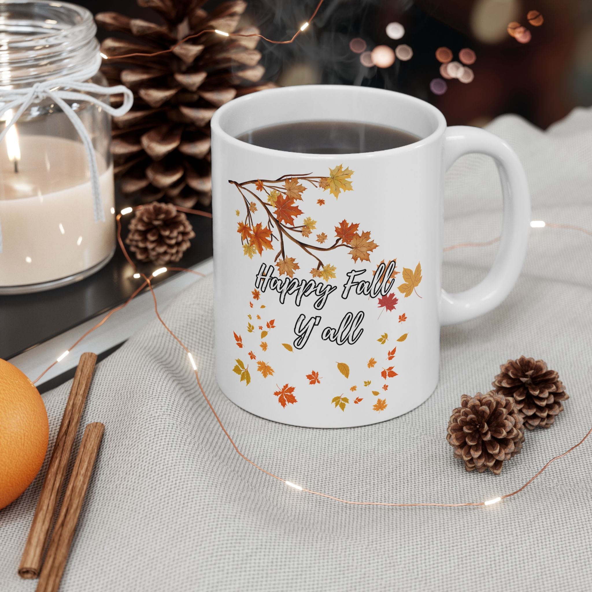 Autumn Floral Ceramic Mug, Cozy Coffee Cup, Fall Decor Gift, Nature Lover Present, Seasonal Beverage Holder