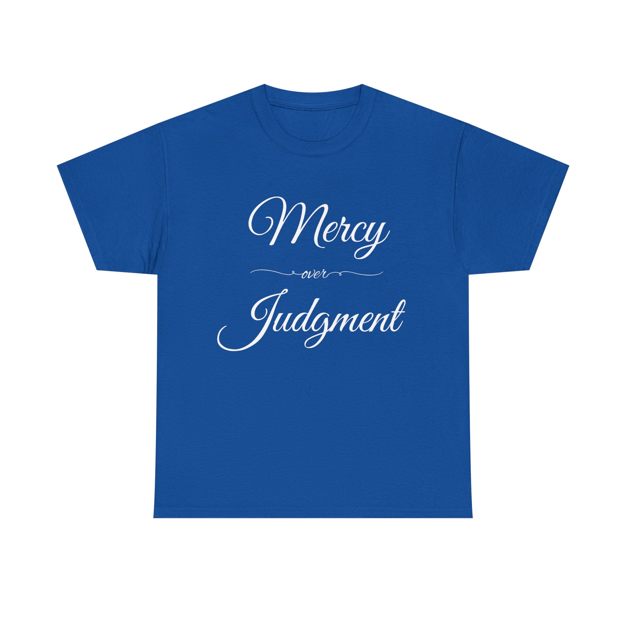 Stylish Unisex Tee with 'Mercy over Judgment' Design, Casual Wear, Gift for Friends, Motivational Clothing, Spiritual Shirt