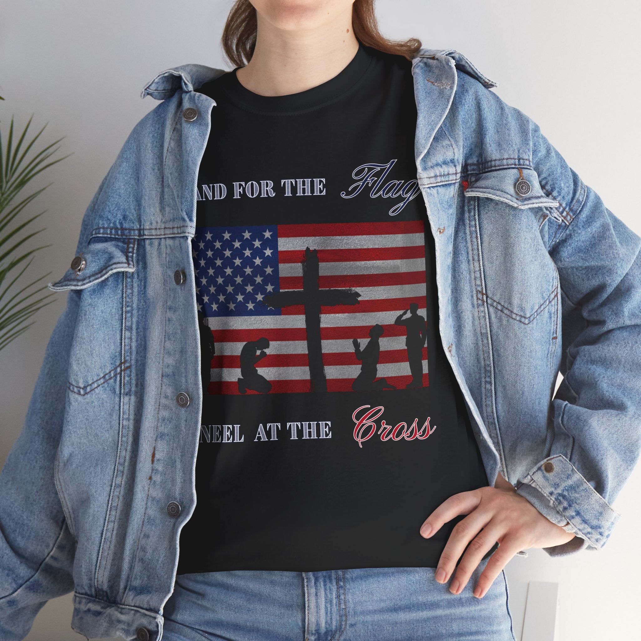 Patriotic Faith Unisex Heavy Cotton Tee, Stand for the Flag Shirt, Christian Style Tee, Independence Day Gift, Faith Based Apparel