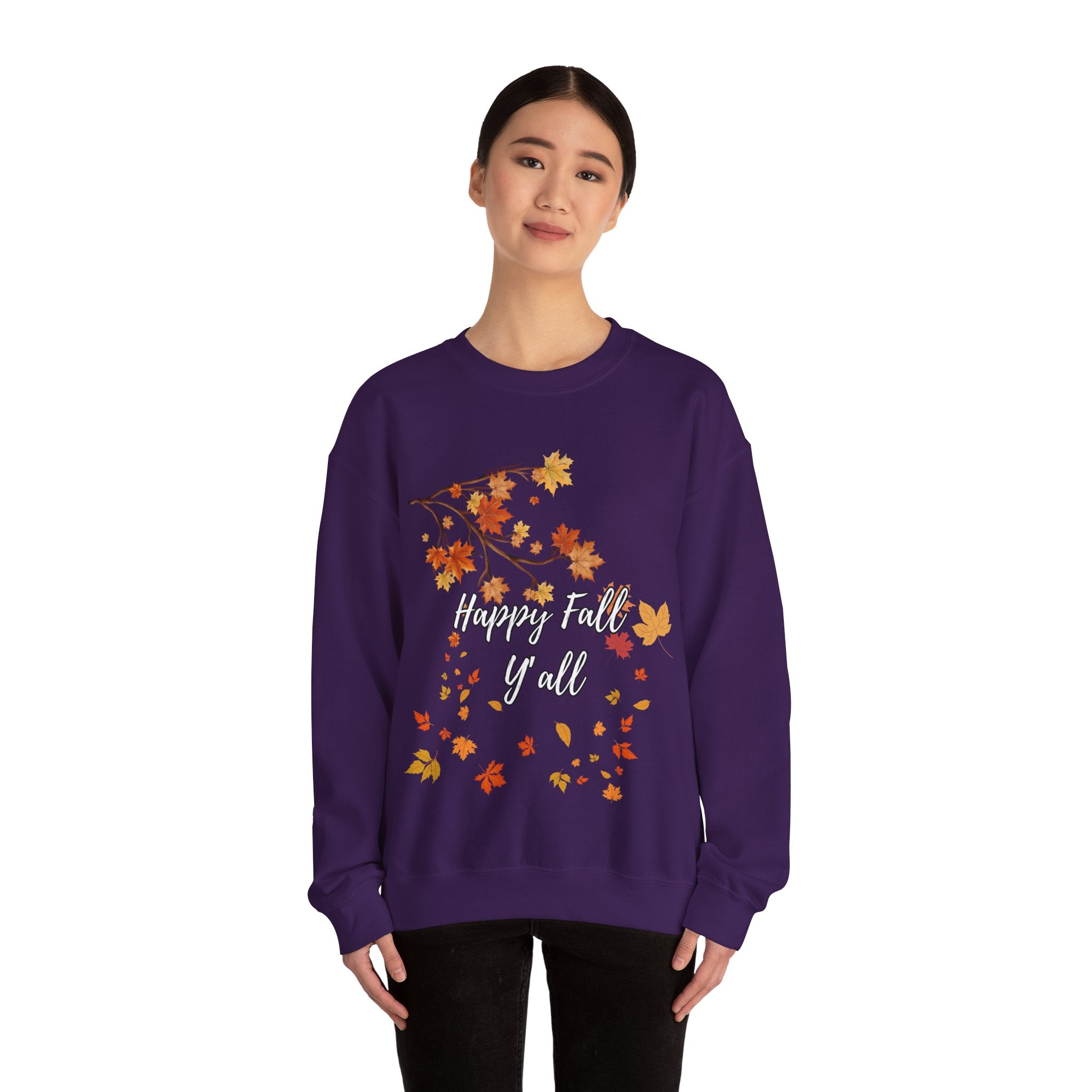 Autumn Leaves Sweatshirt, Happy Fall Y'all Crewneck, Cozy Fall Apparel, Thanksgiving Gift, Seasonal Fashion