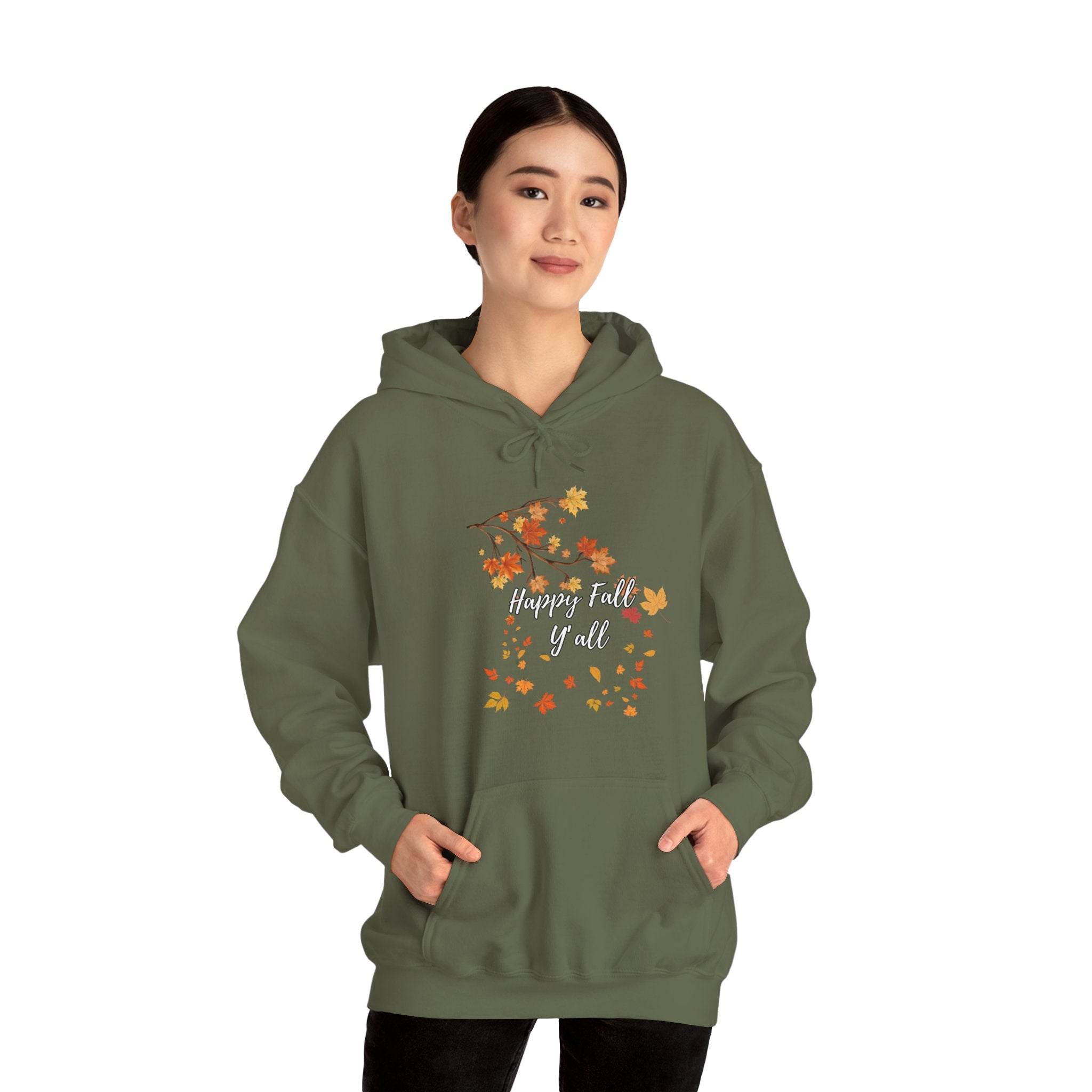 Happy Fall Y'all Hoodie - Cozy Unisex Sweatshirt for Autumn, Thanksgiving Gift, Seasonal Wear, Fall Fashion, Leaf Design