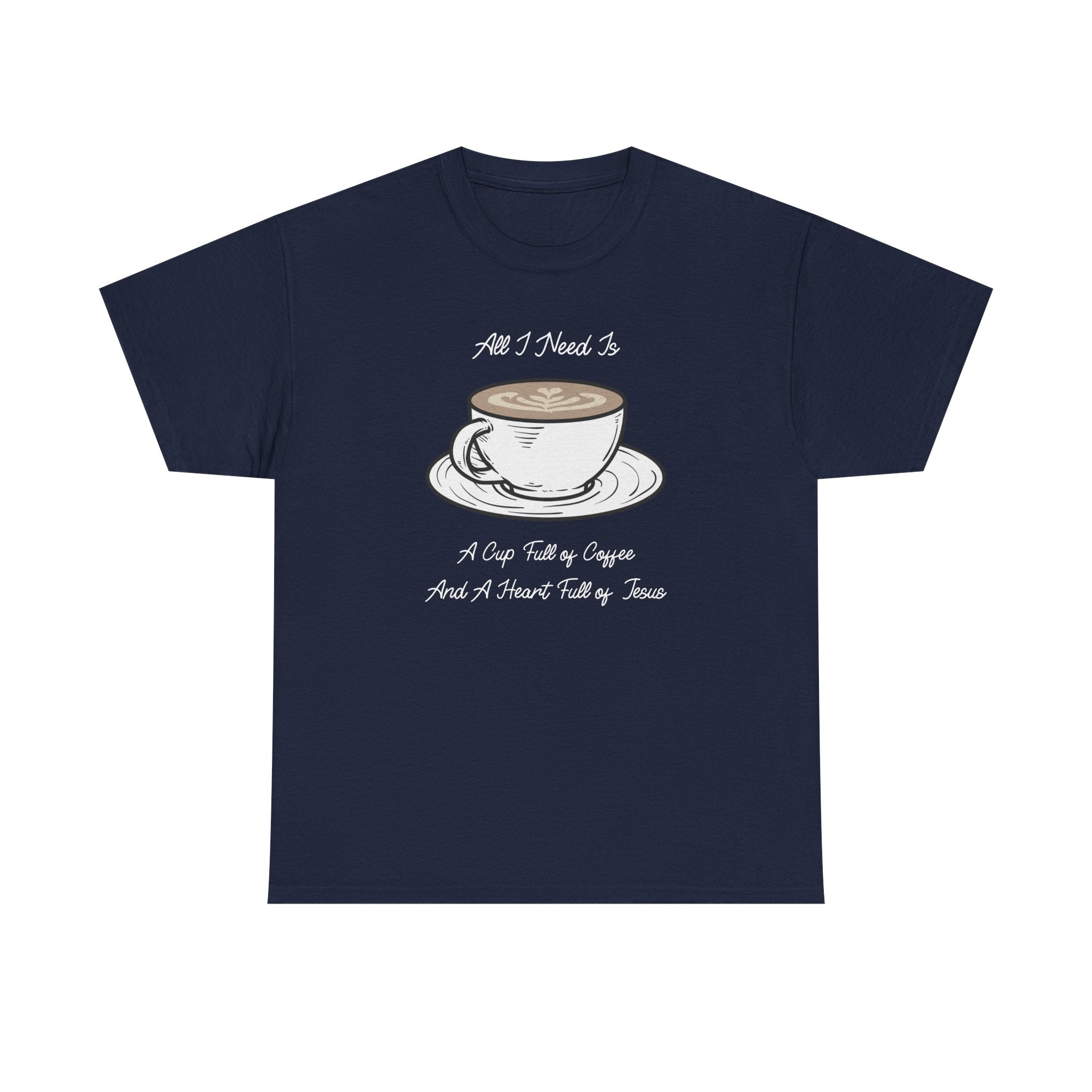 Unisex Heavy Cotton Tee with Coffee and Faith Design - Perfect for Coffee Lovers, Christians, Gifts, Casual Wear, and Everyday Comfort