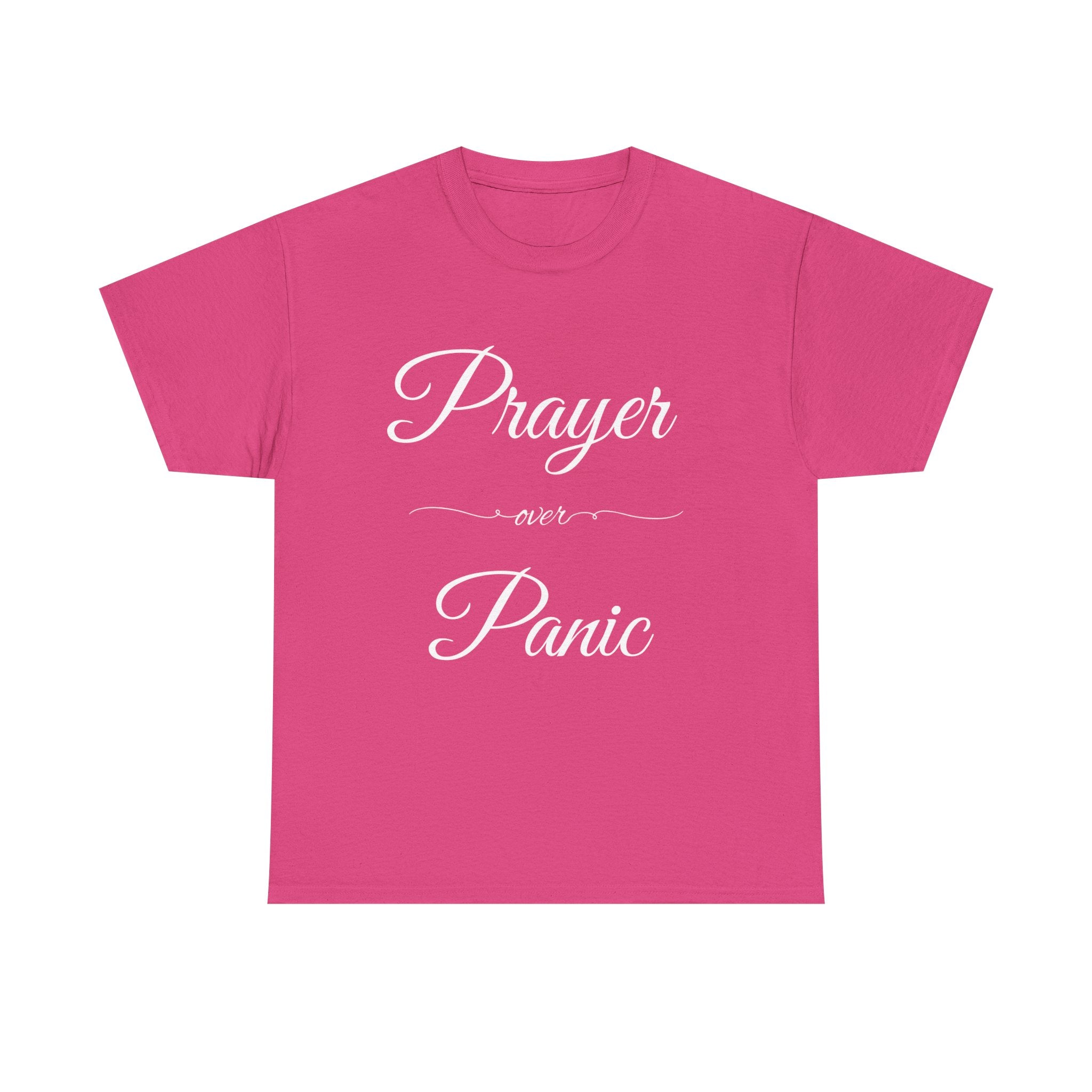 Prayer Over Panic Unisex Heavy Cotton Tee - Spiritual Comfort Shirt, Thoughtful Gift for Faith Lovers, Relaxed Style for Everyday Wear