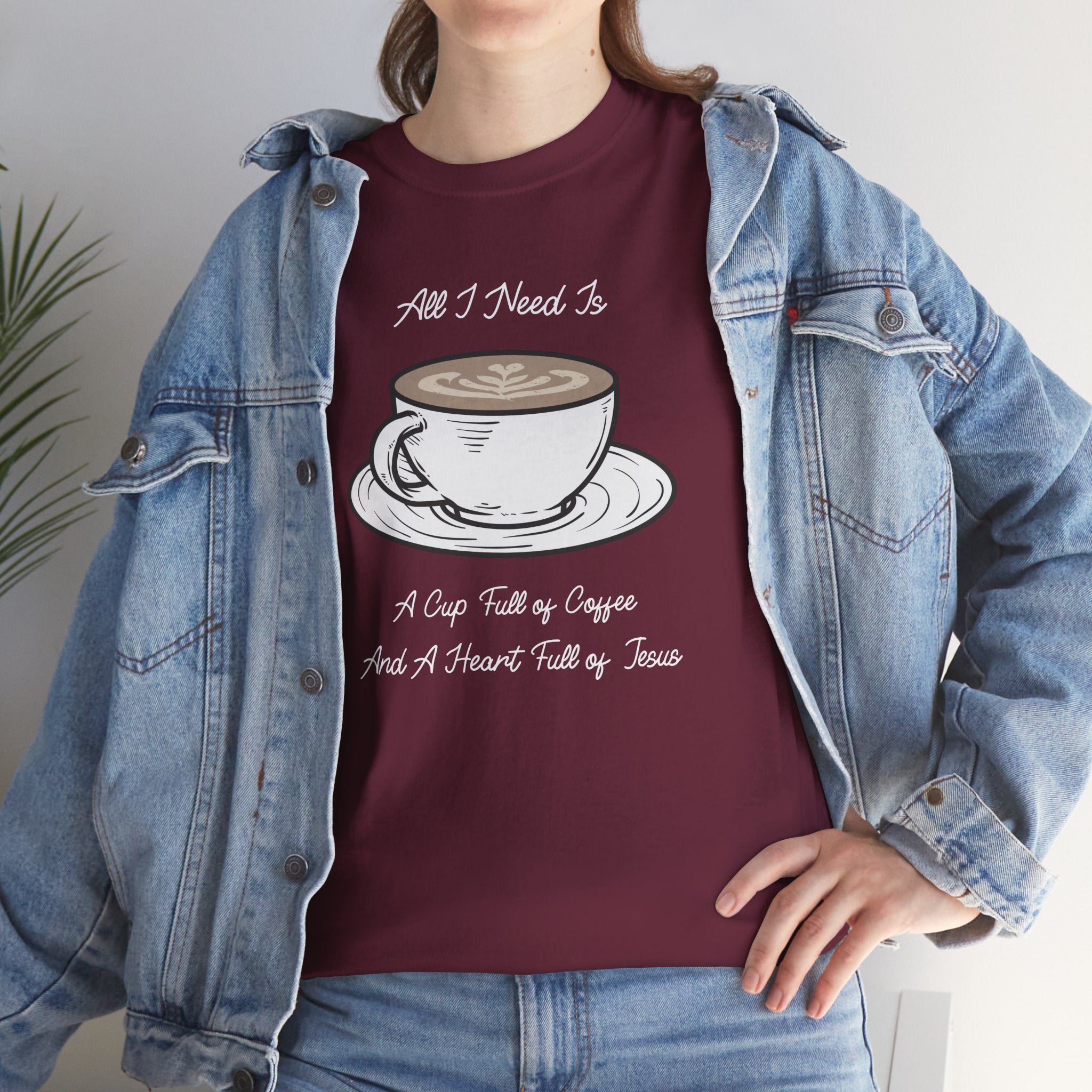 Unisex Heavy Cotton Tee with Coffee and Faith Design - Perfect for Coffee Lovers, Christians, Gifts, Casual Wear, and Everyday Comfort