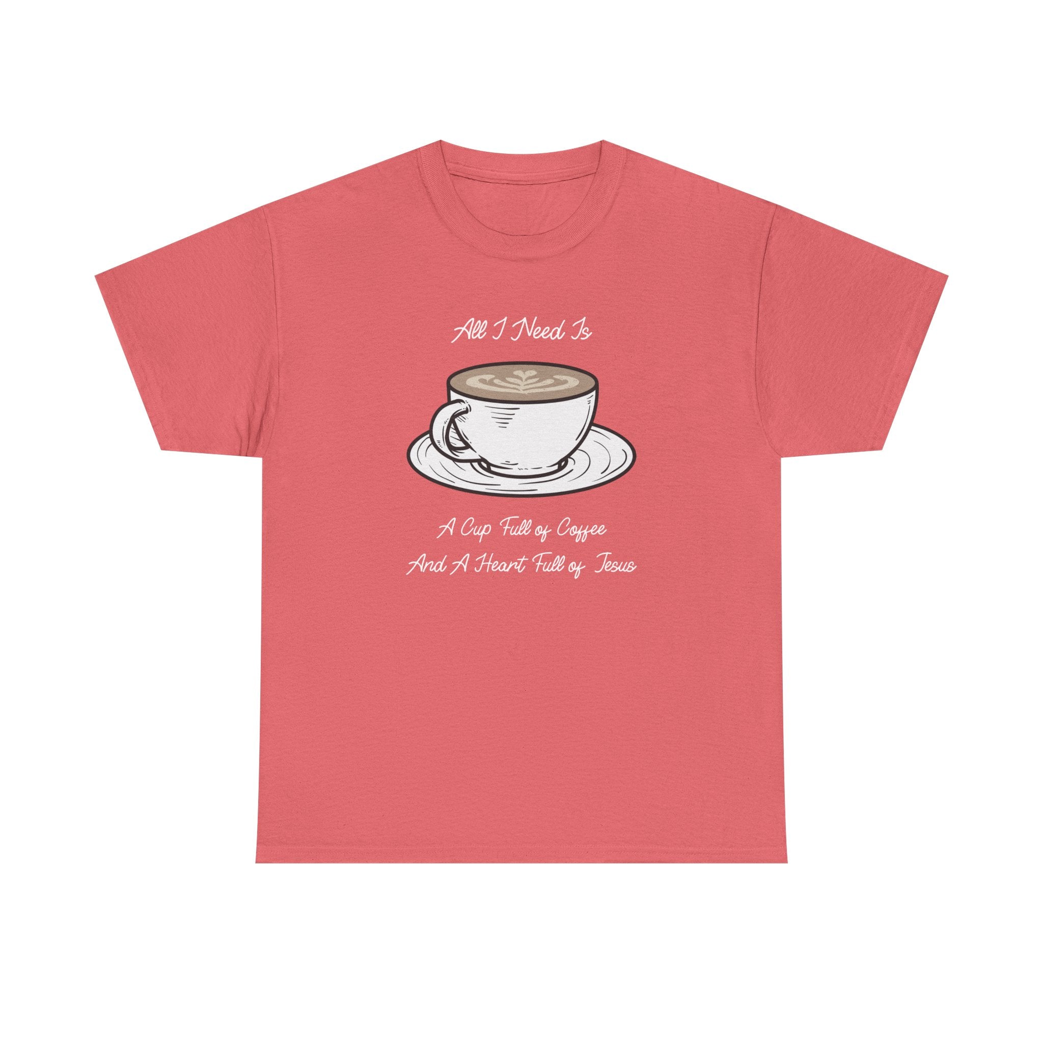 Unisex Heavy Cotton Tee with Coffee and Faith Design - Perfect for Coffee Lovers, Christians, Gifts, Casual Wear, and Everyday Comfort