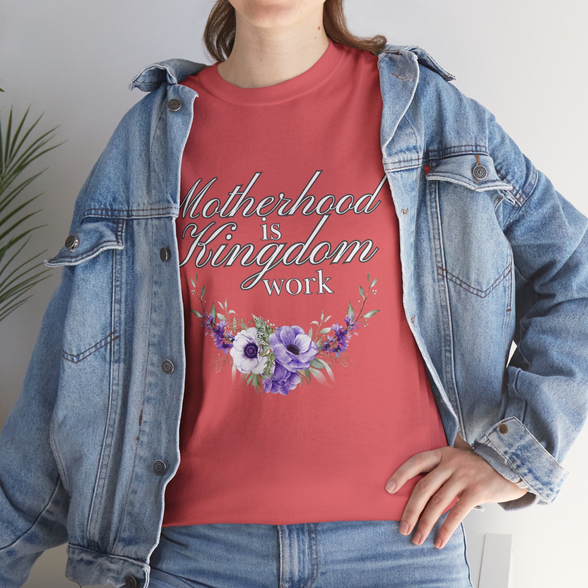 Motherhood is Kingdom Work Unisex Tee - Celebrate Motherhood, Gift for Moms, Cute Floral Design, Relaxed Fit, Everyday Wear