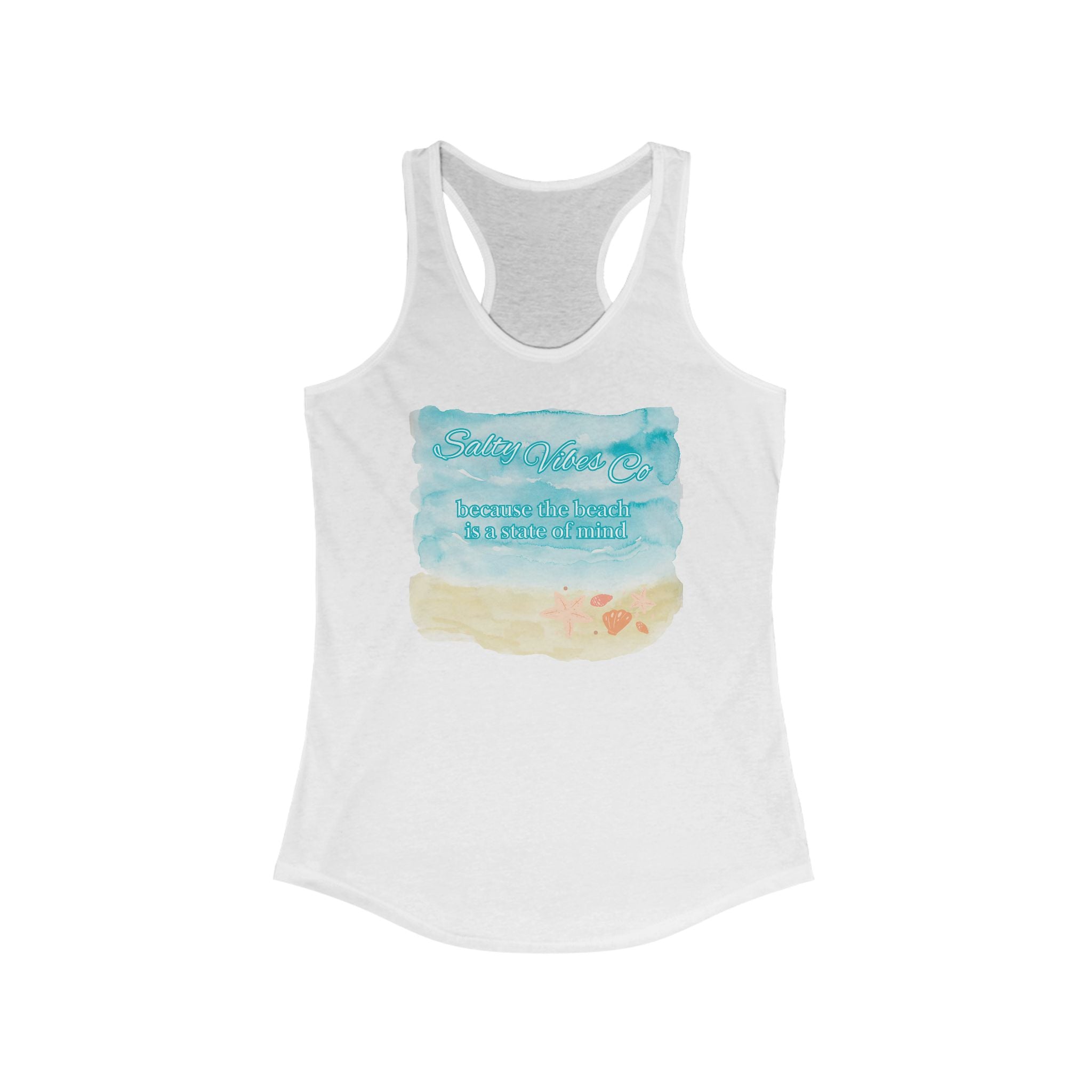 Beach Vibes Racerback Tank Top, Summer Workout Tee, Casual Beachwear, Vacation Clothing, Women's Fitness Shirt