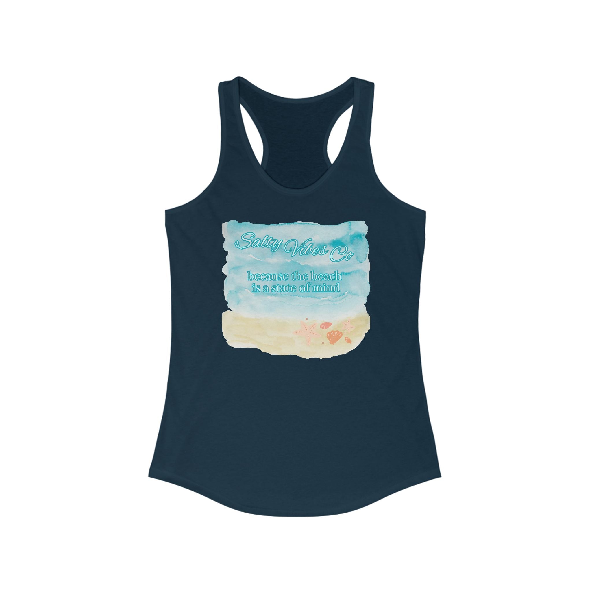 Beach Vibes Racerback Tank Top, Summer Workout Tee, Casual Beachwear, Vacation Clothing, Women's Fitness Shirt