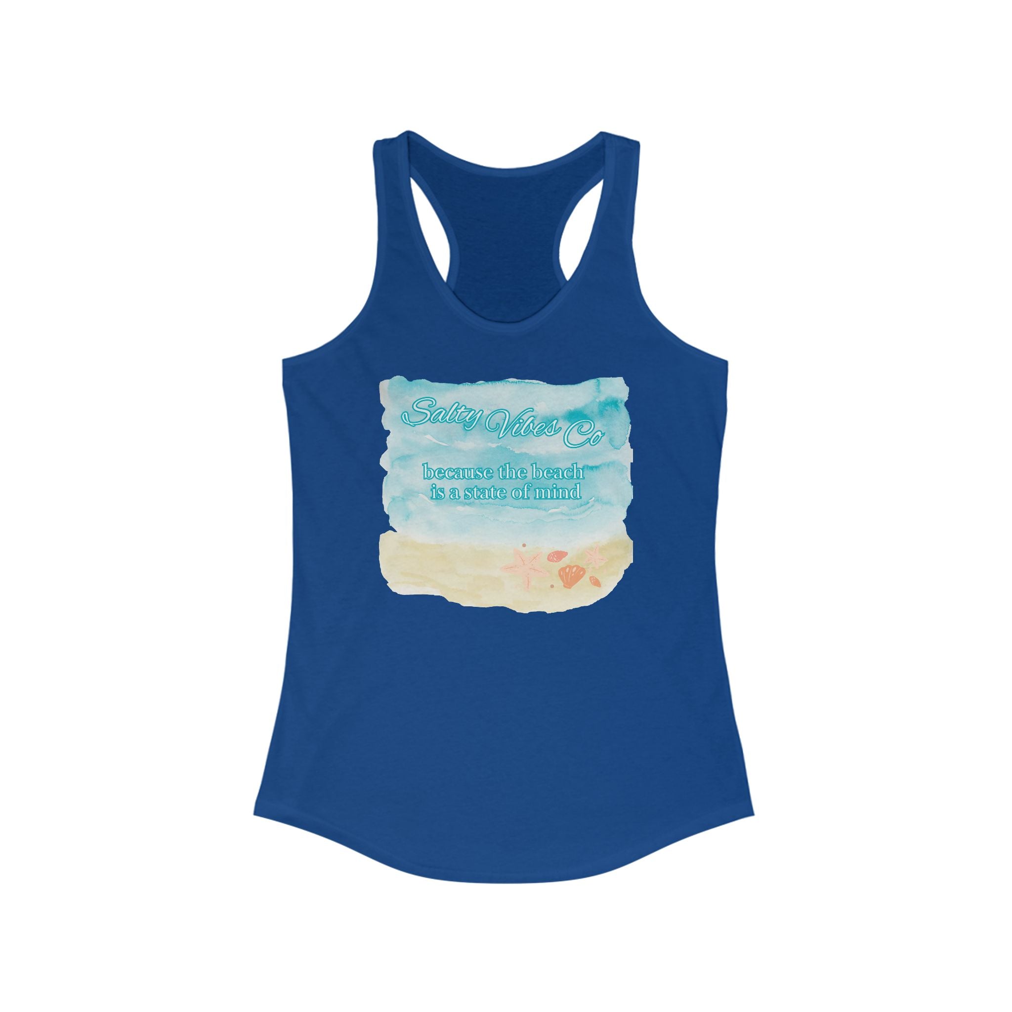 Beach Vibes Racerback Tank Top, Summer Workout Tee, Casual Beachwear, Vacation Clothing, Women's Fitness Shirt