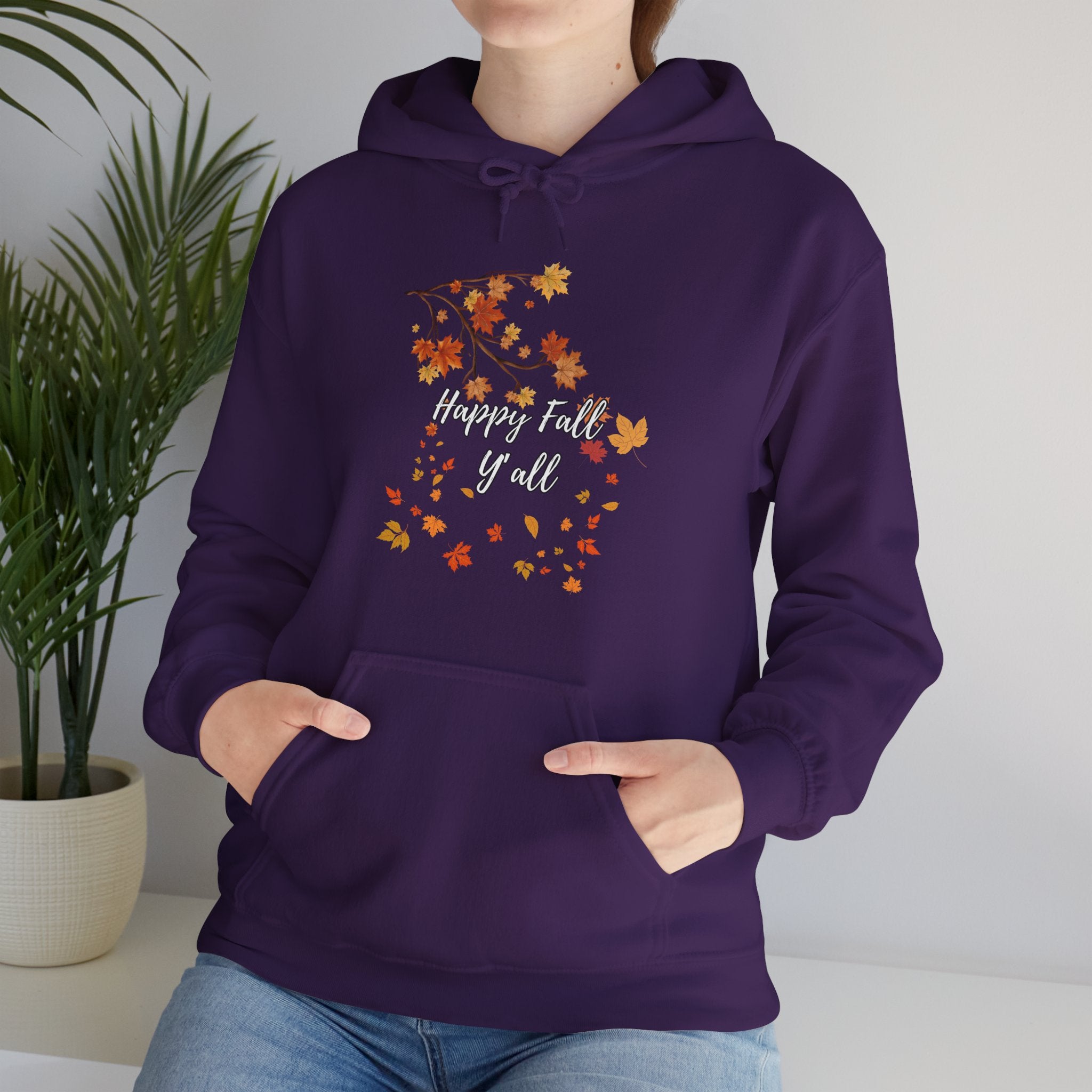 Happy Fall Y'all Hoodie - Cozy Unisex Sweatshirt for Autumn, Thanksgiving Gift, Seasonal Wear, Fall Fashion, Leaf Design