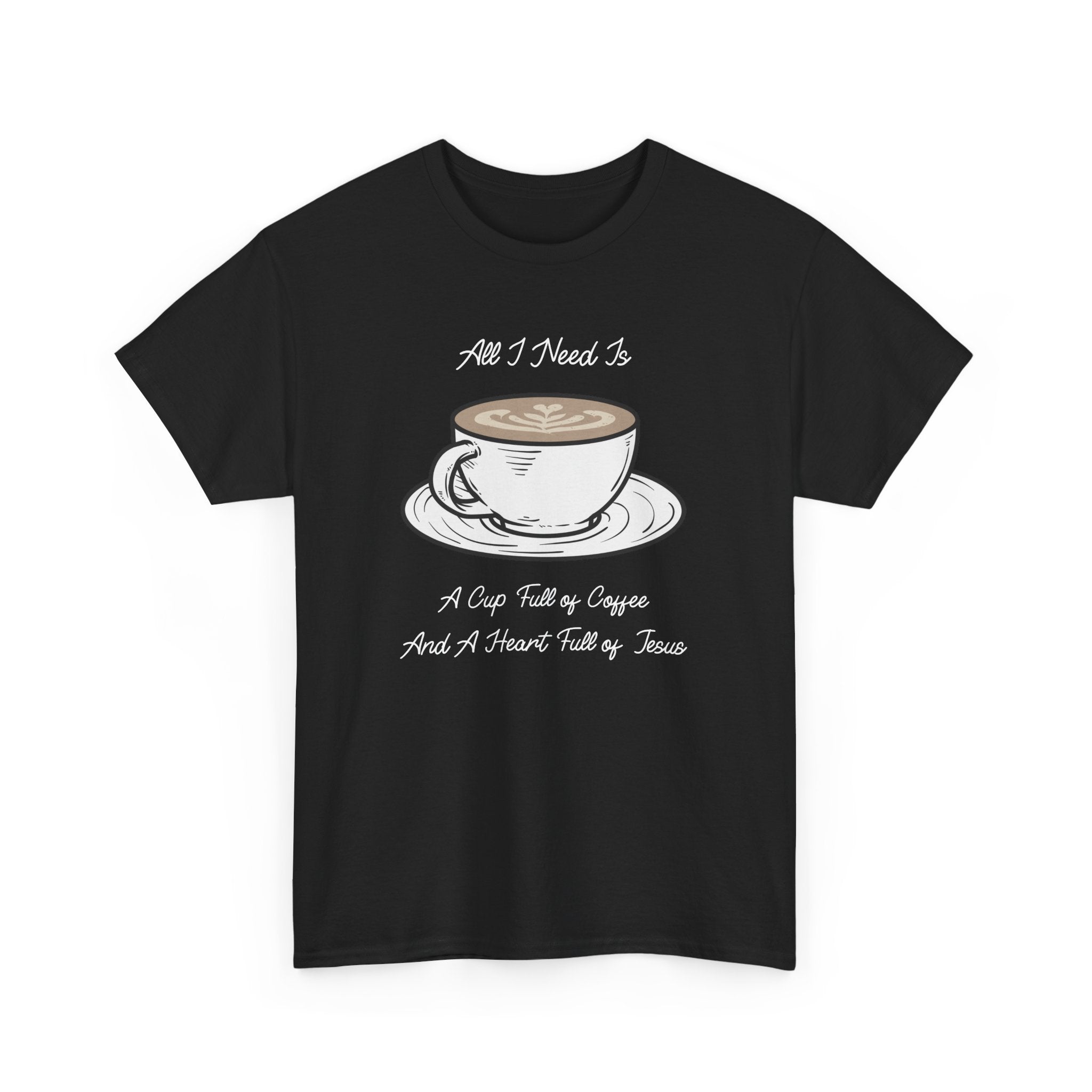 Unisex Heavy Cotton Tee with Coffee and Faith Design - Perfect for Coffee Lovers, Christians, Gifts, Casual Wear, and Everyday Comfort