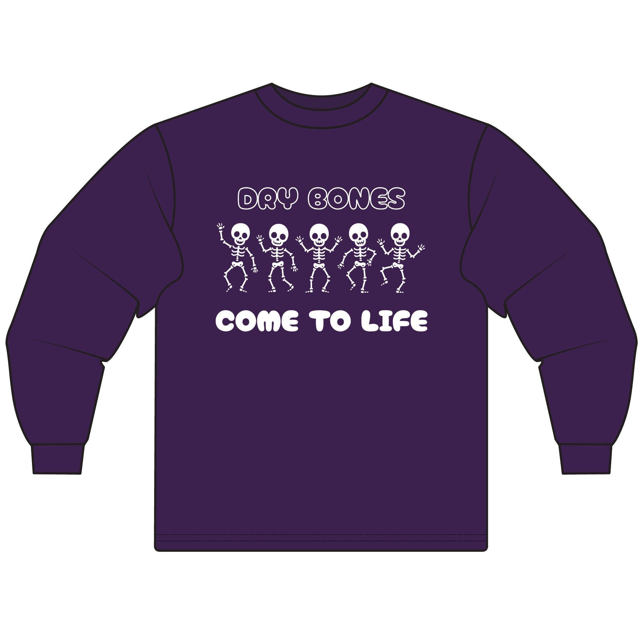 Unisex Dry Bones Come to Life Long Sleeve T-Shirt, Halloween Apparel, Spooky Season Outfit, Goth Style, Unisex Tee