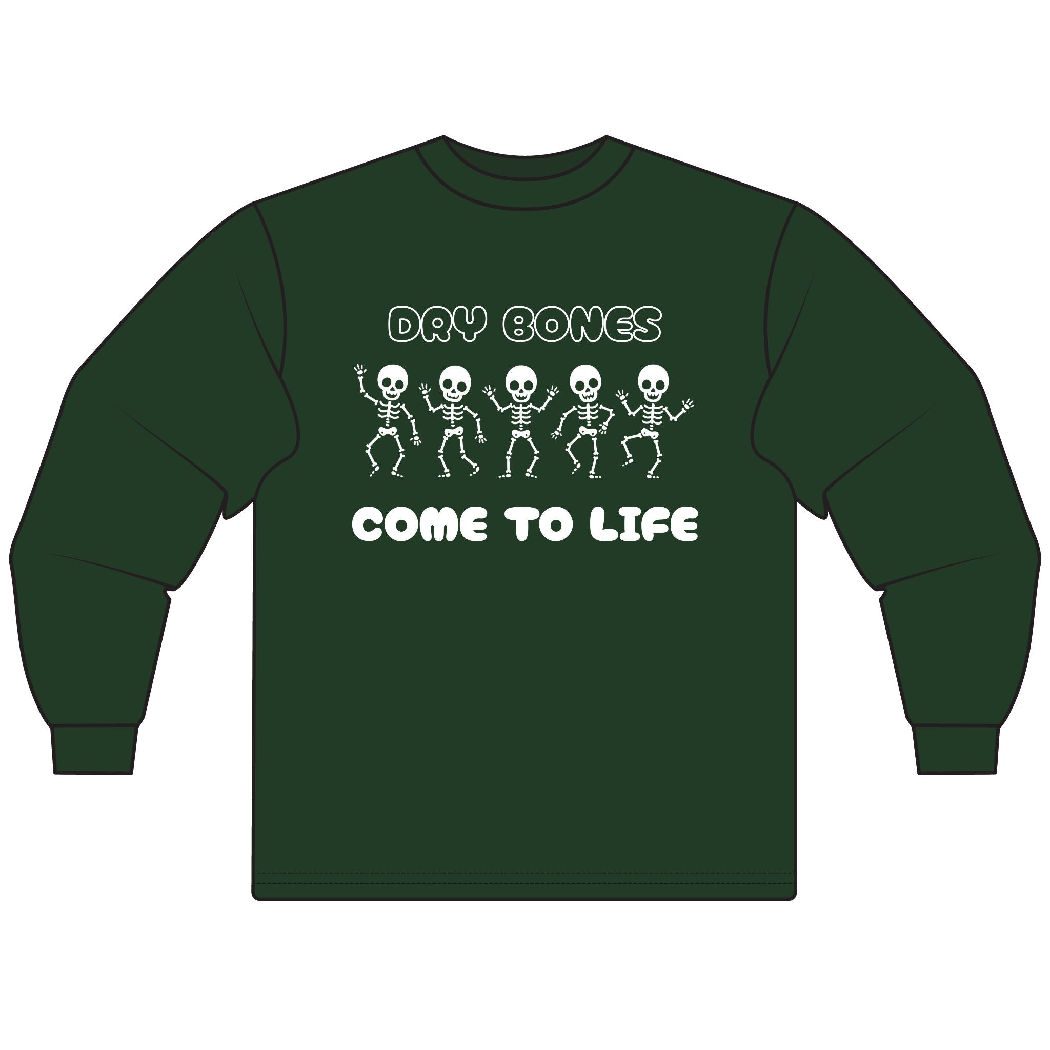 Unisex Dry Bones Come to Life Long Sleeve T-Shirt, Halloween Apparel, Spooky Season Outfit, Goth Style, Unisex Tee